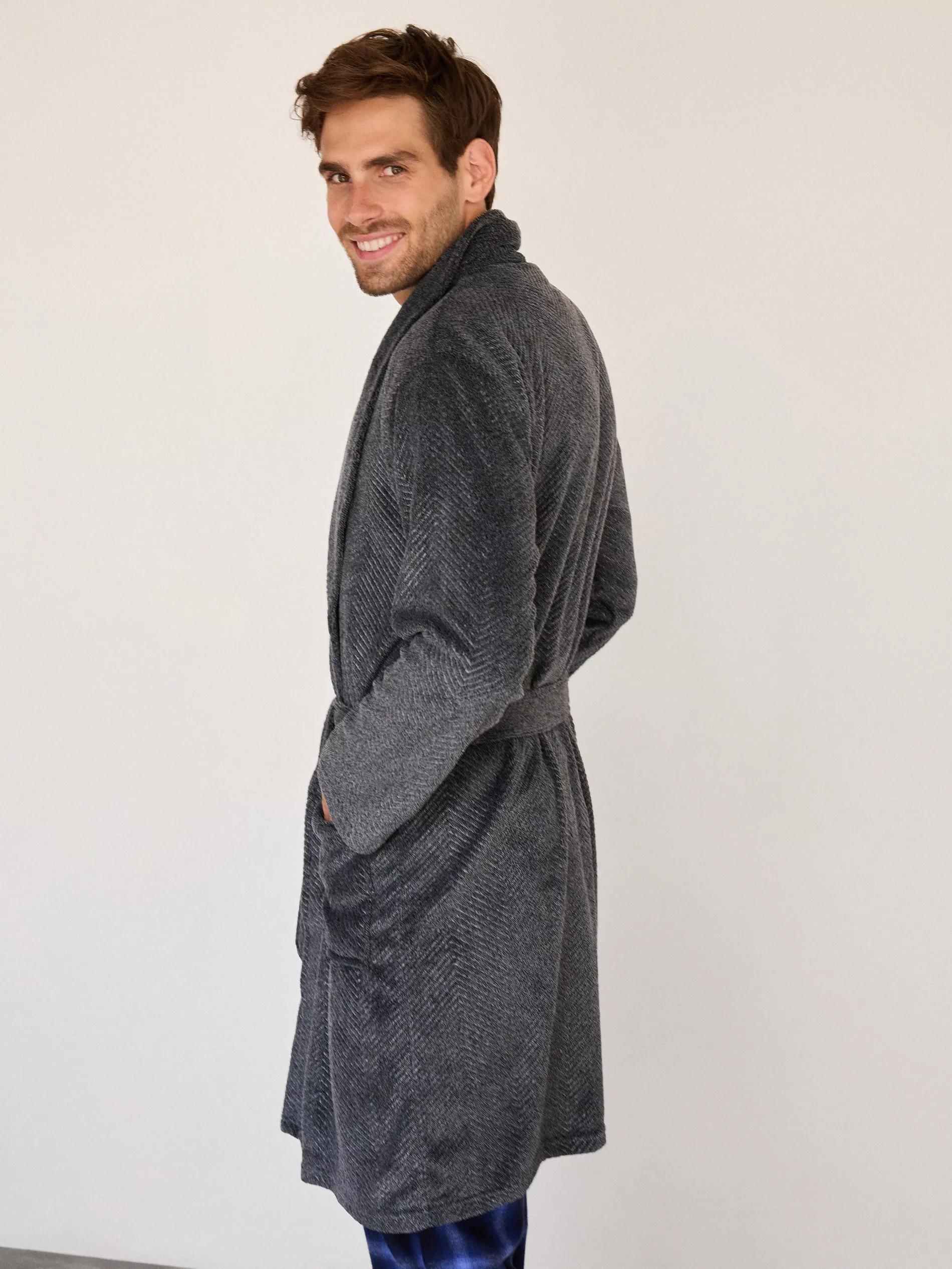 Grey Dressing Gown With Tie Belt, , large image number 3
