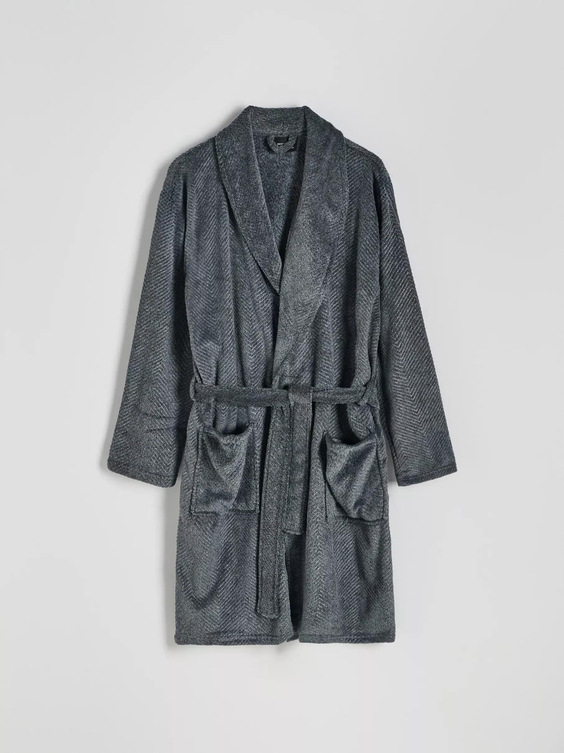 Grey Dressing Gown With Tie Belt, , large image number 5