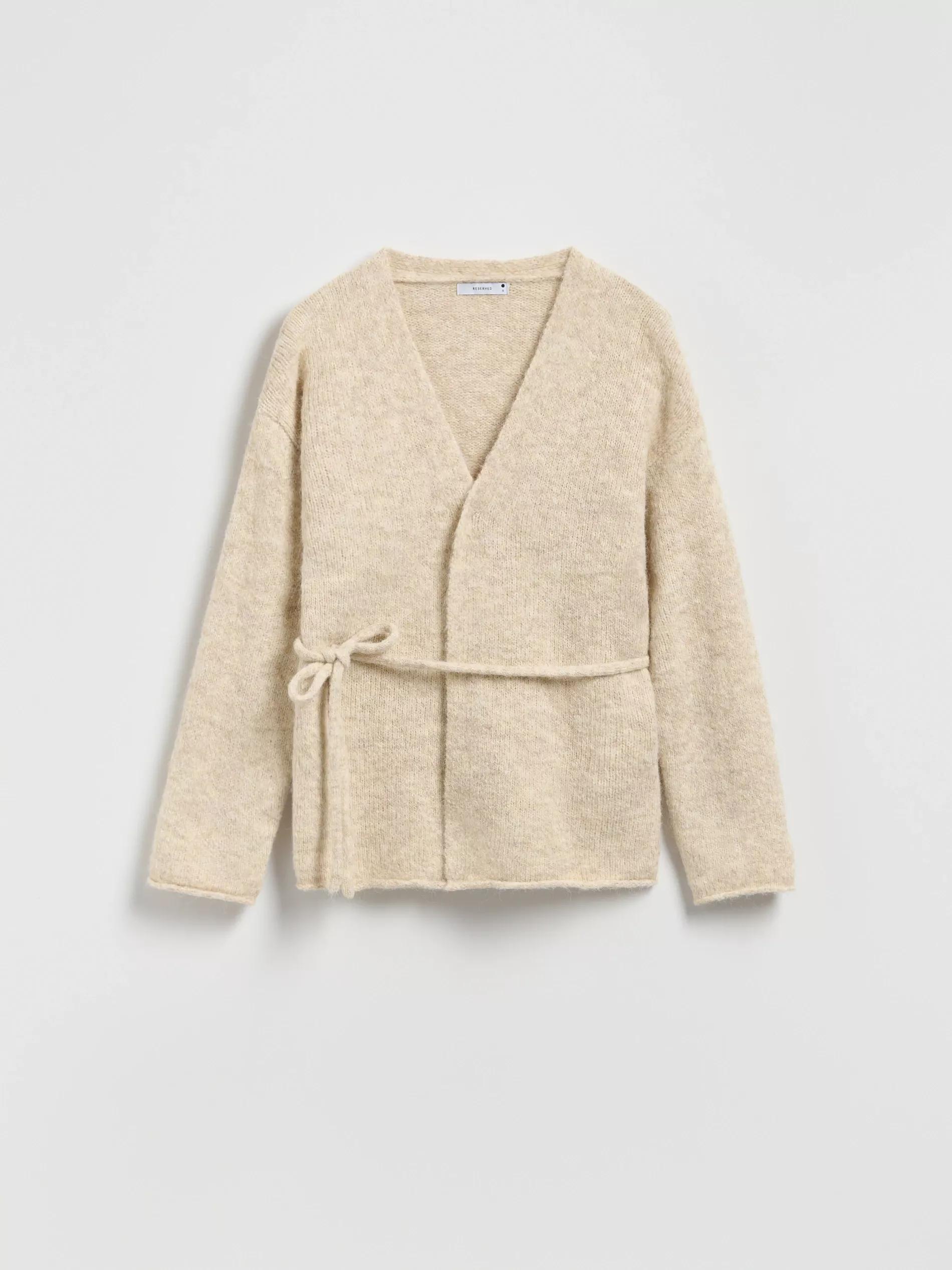 Beige Cardigan With Tie Detail, Beige, large image number 4