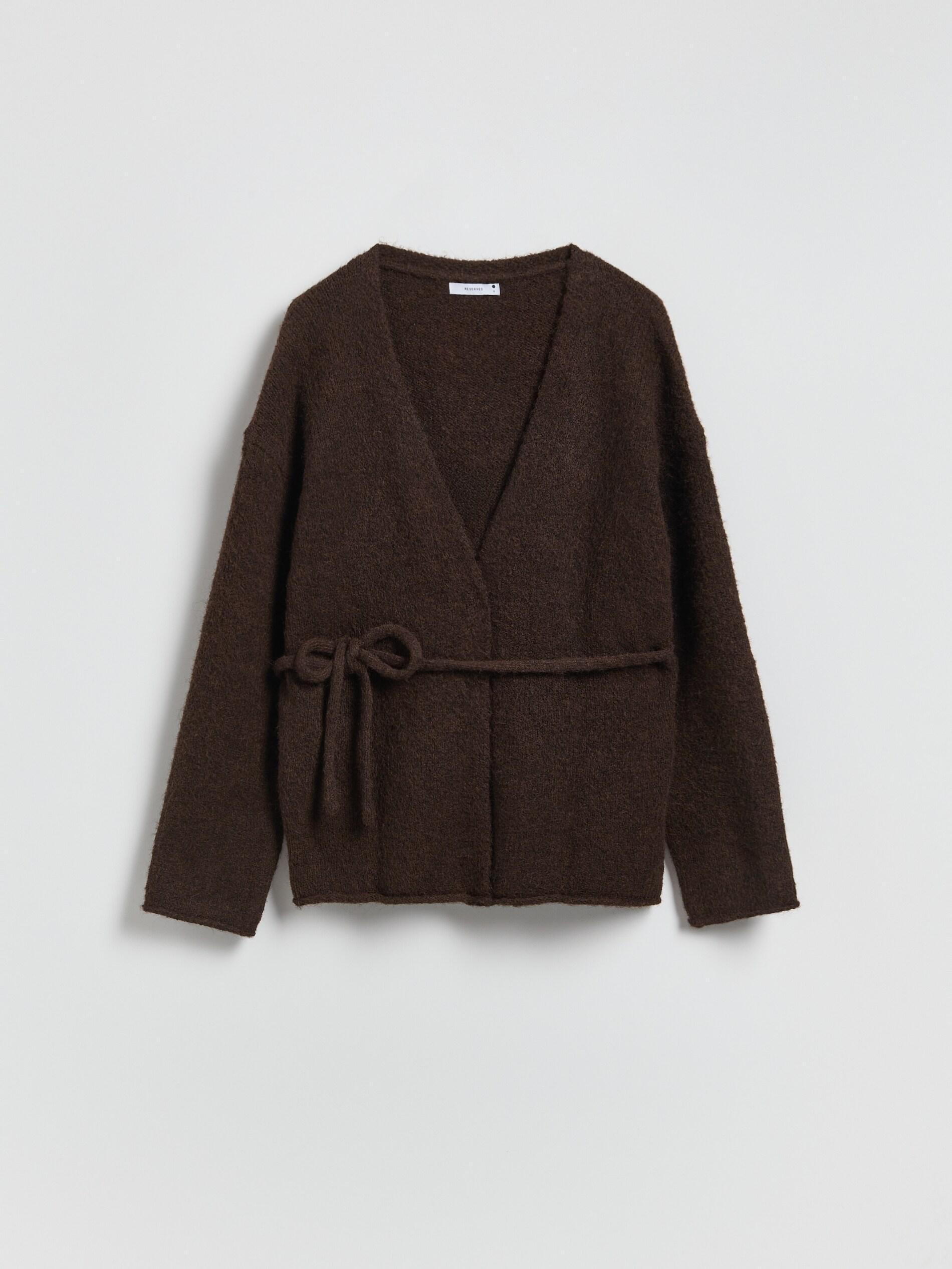 Brown Cardigan With Tie Detail, Brown, medium