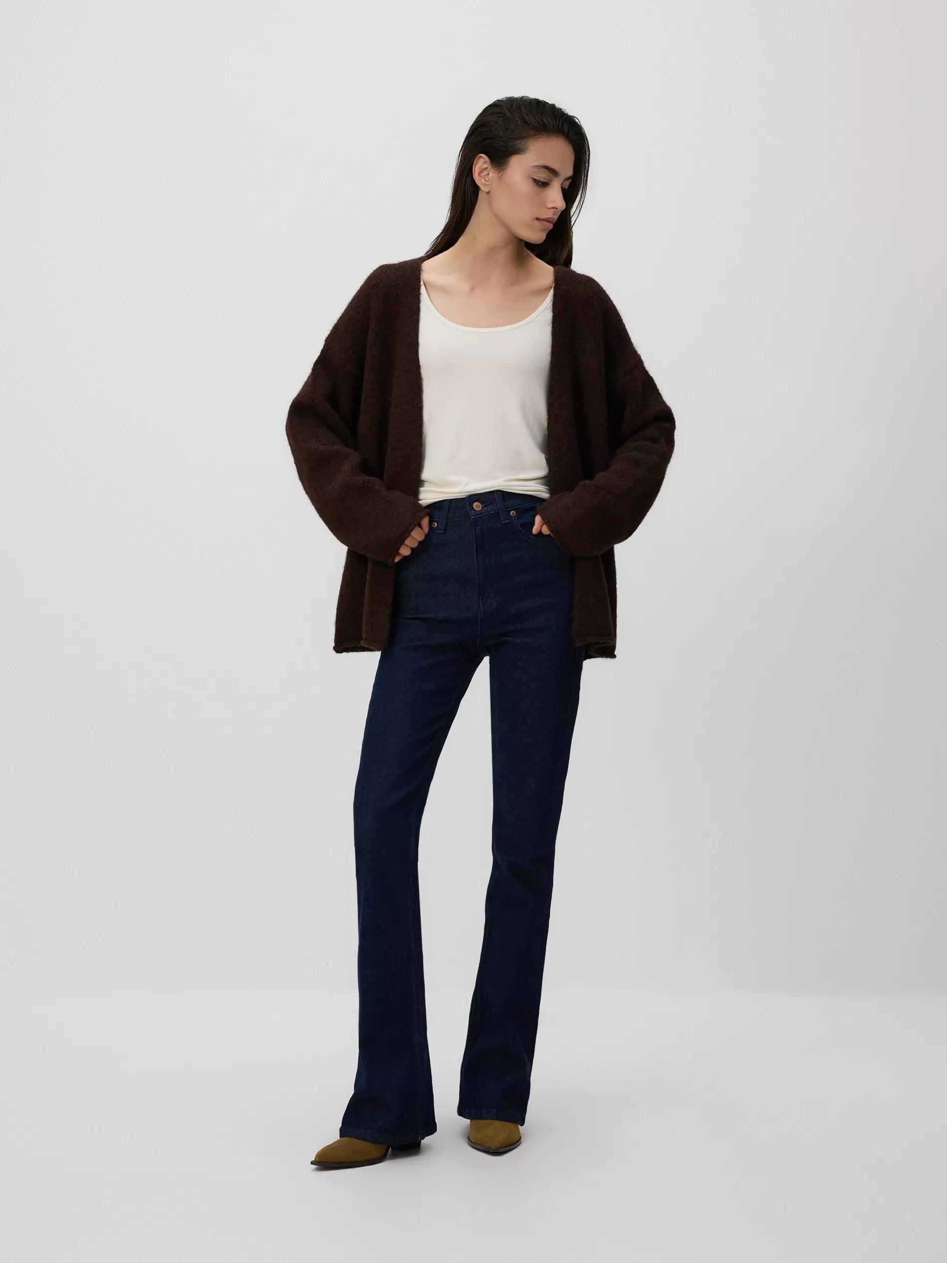 Brown Cardigan With Tie Detail, Brown, large image number 0