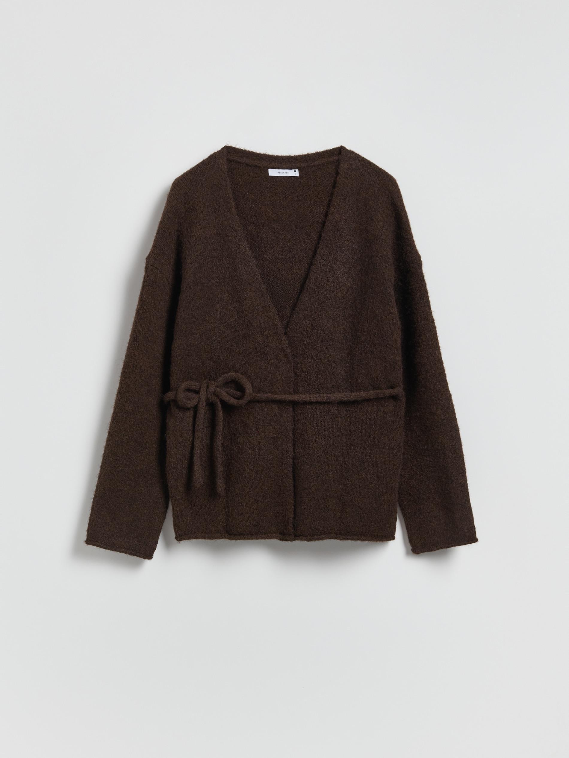 Brown Cardigan With Tie Detail, Brown, large image number 4