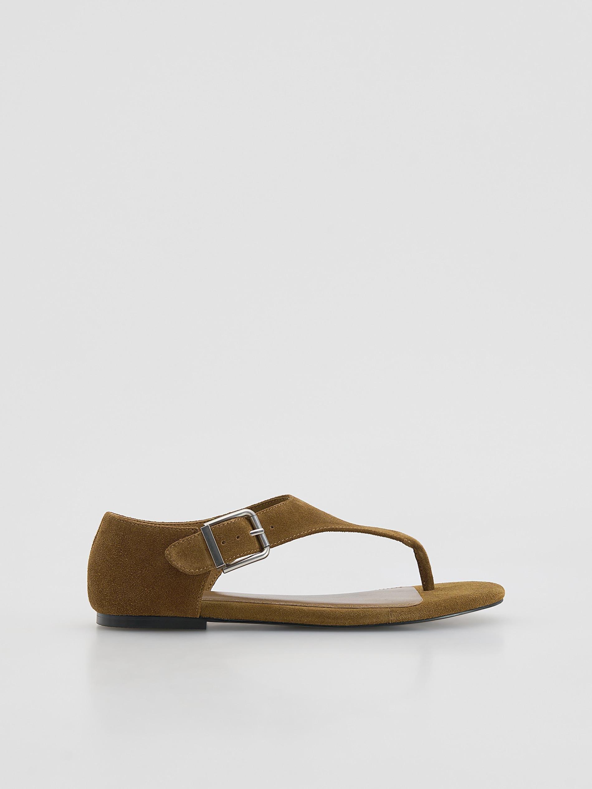 Brown Suede Sandals, Brown, large image number 0
