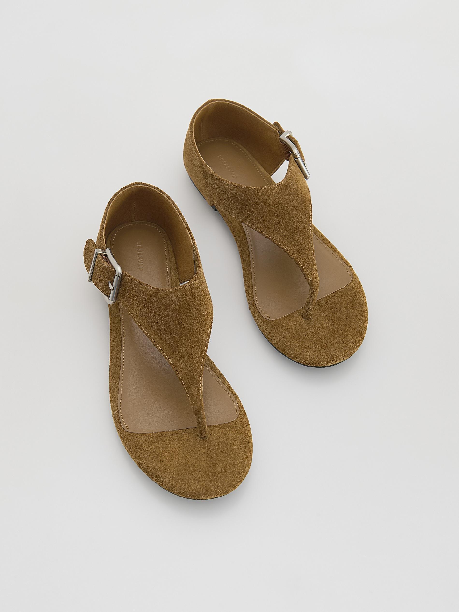 Brown Suede Sandals, Brown, medium