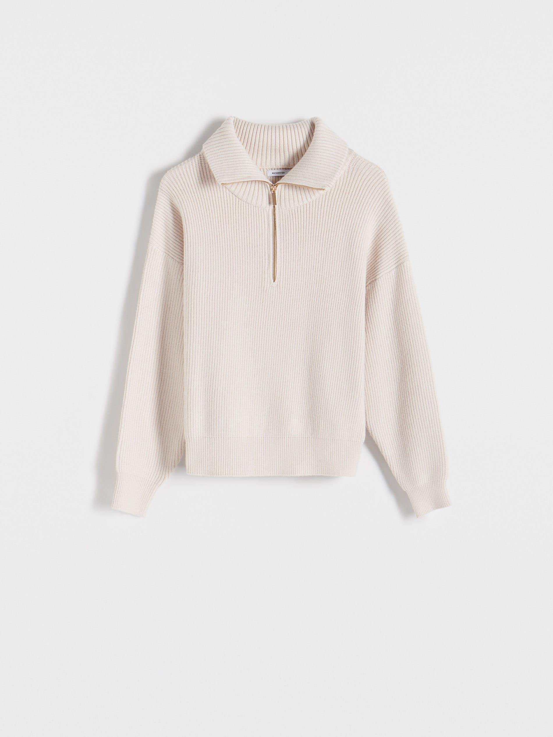 Ivory Zipped Turtleneck Sweater, , large image number 2