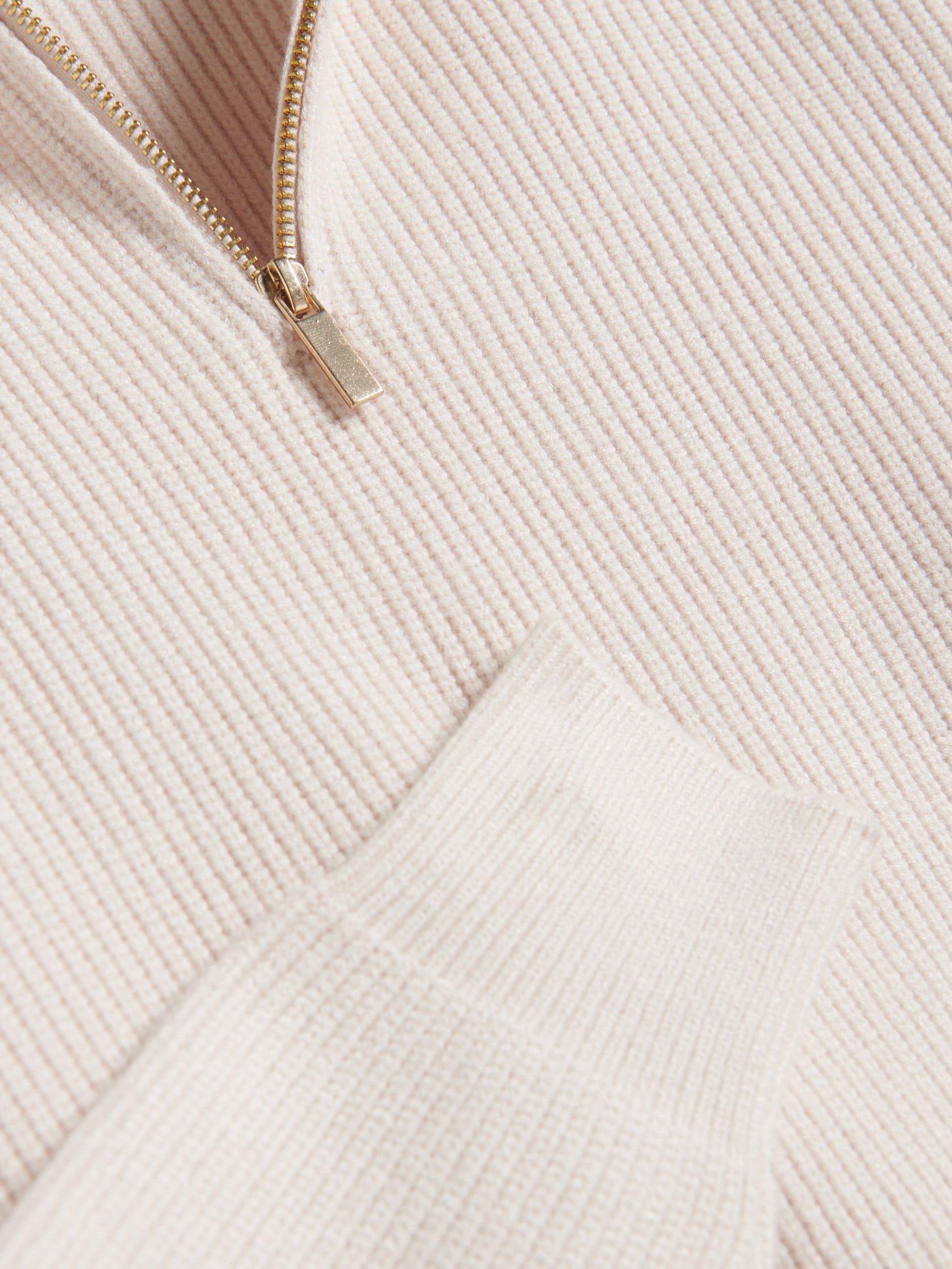 Ivory Zipped Turtleneck Sweater, , large image number 3