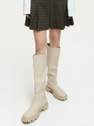 Reserved - Beige Faux Leather Knee-High Boots