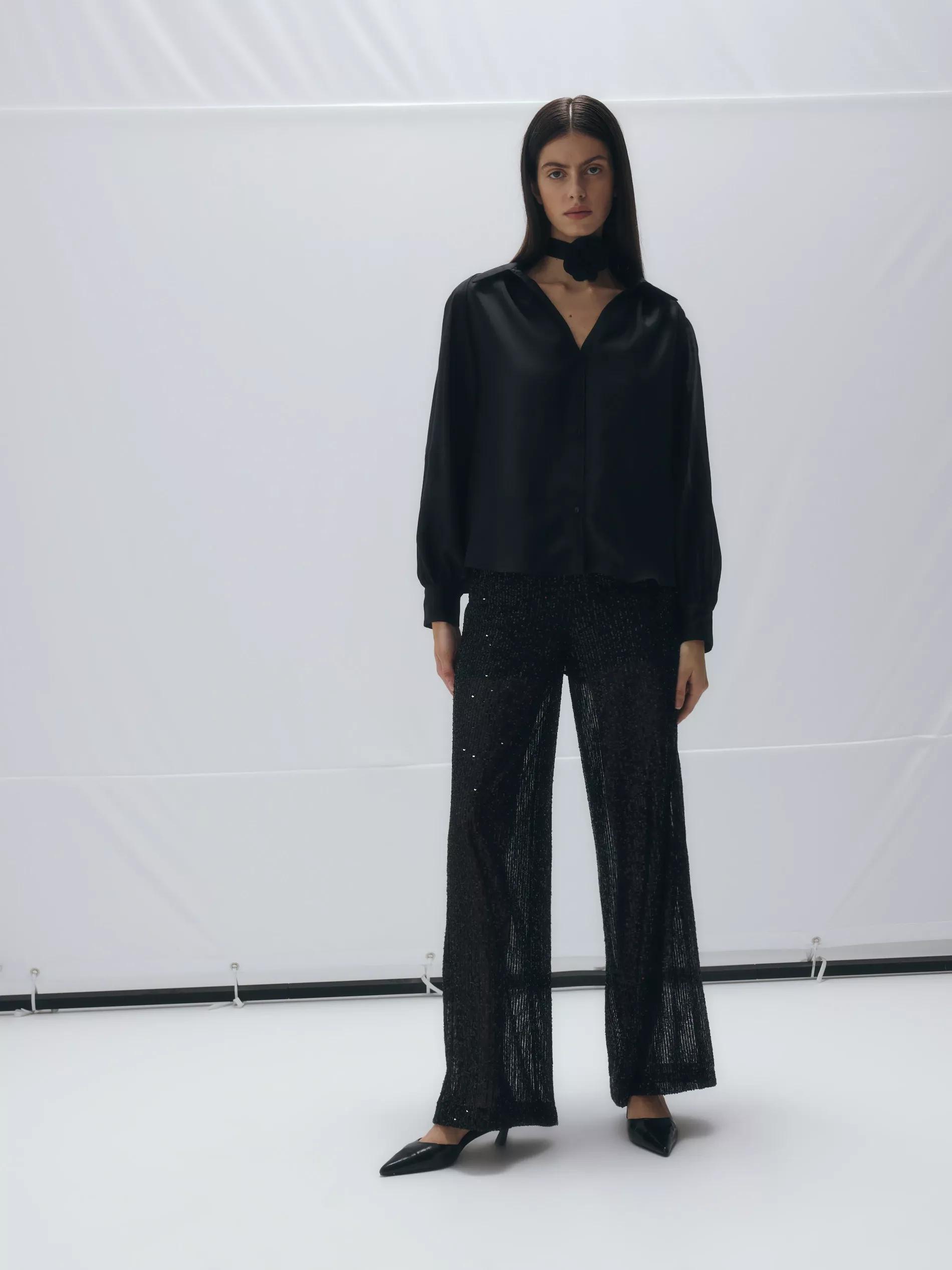 Black Sequin Trousers, , large image number 0