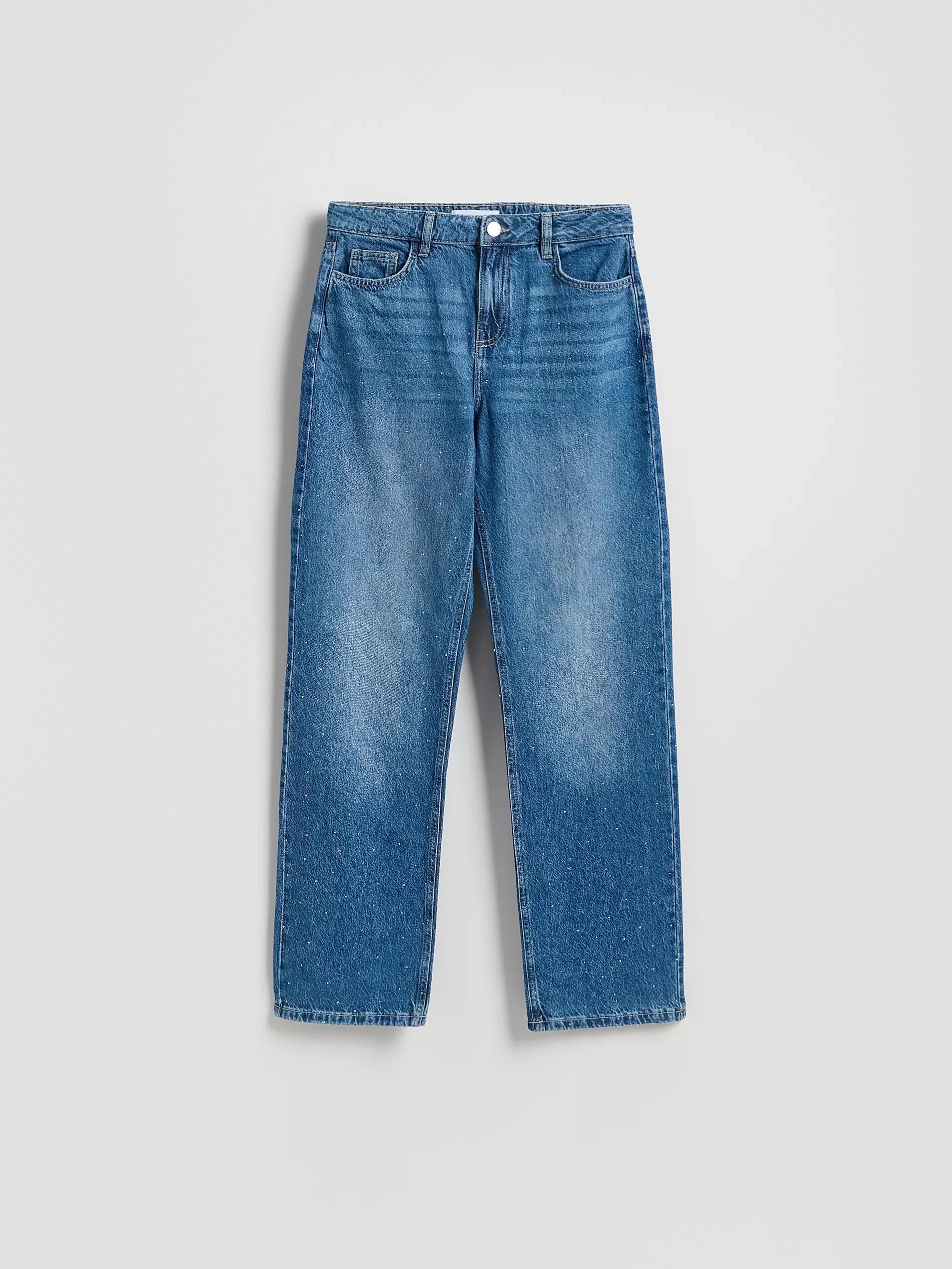 Blue Jeans Straight-Leg Jeans With Decorative Applications, Blue, large image number 3