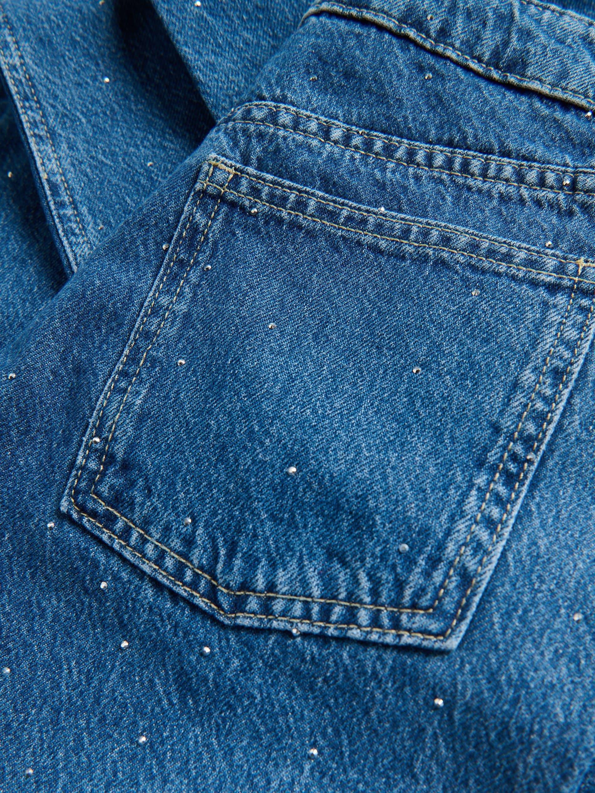 Blue Jeans Straight-Leg Jeans With Decorative Applications, Blue, large image number 4