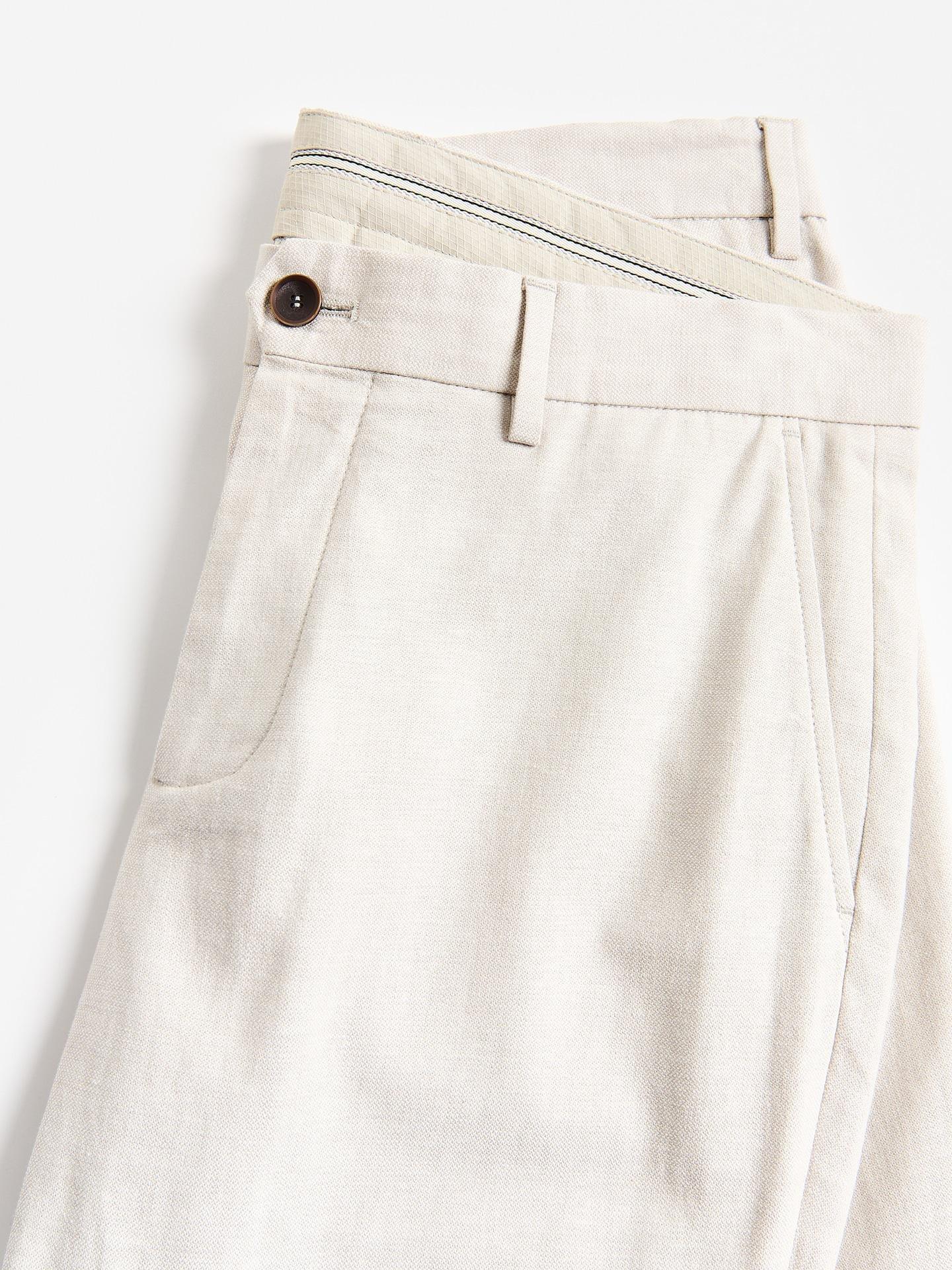 Beige Chino Slim Trousers With Linen Blend, Beige, large image number 5