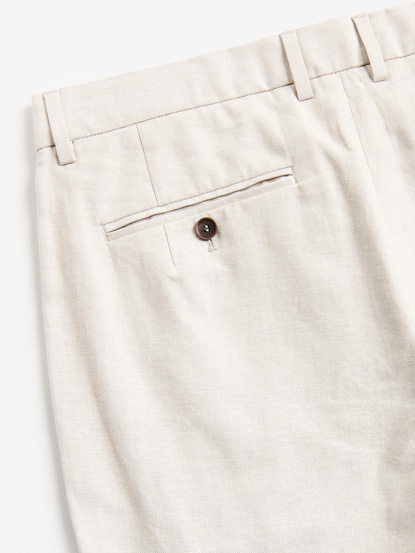 Beige Chino Slim Trousers With Linen Blend, Beige, large image number 6