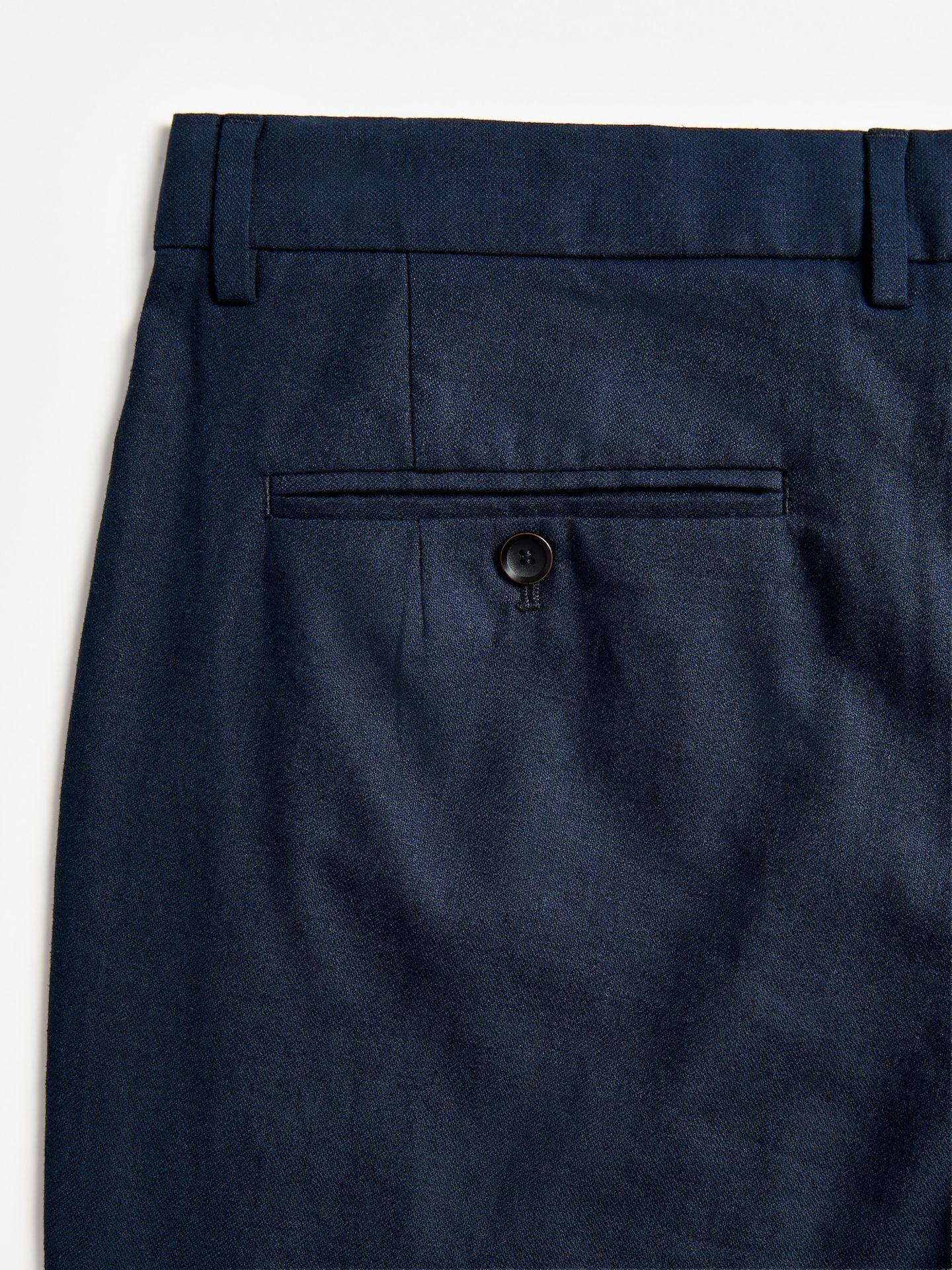 Navy Chino Slim Trousers With Linen Blend, Navy, large image number 4