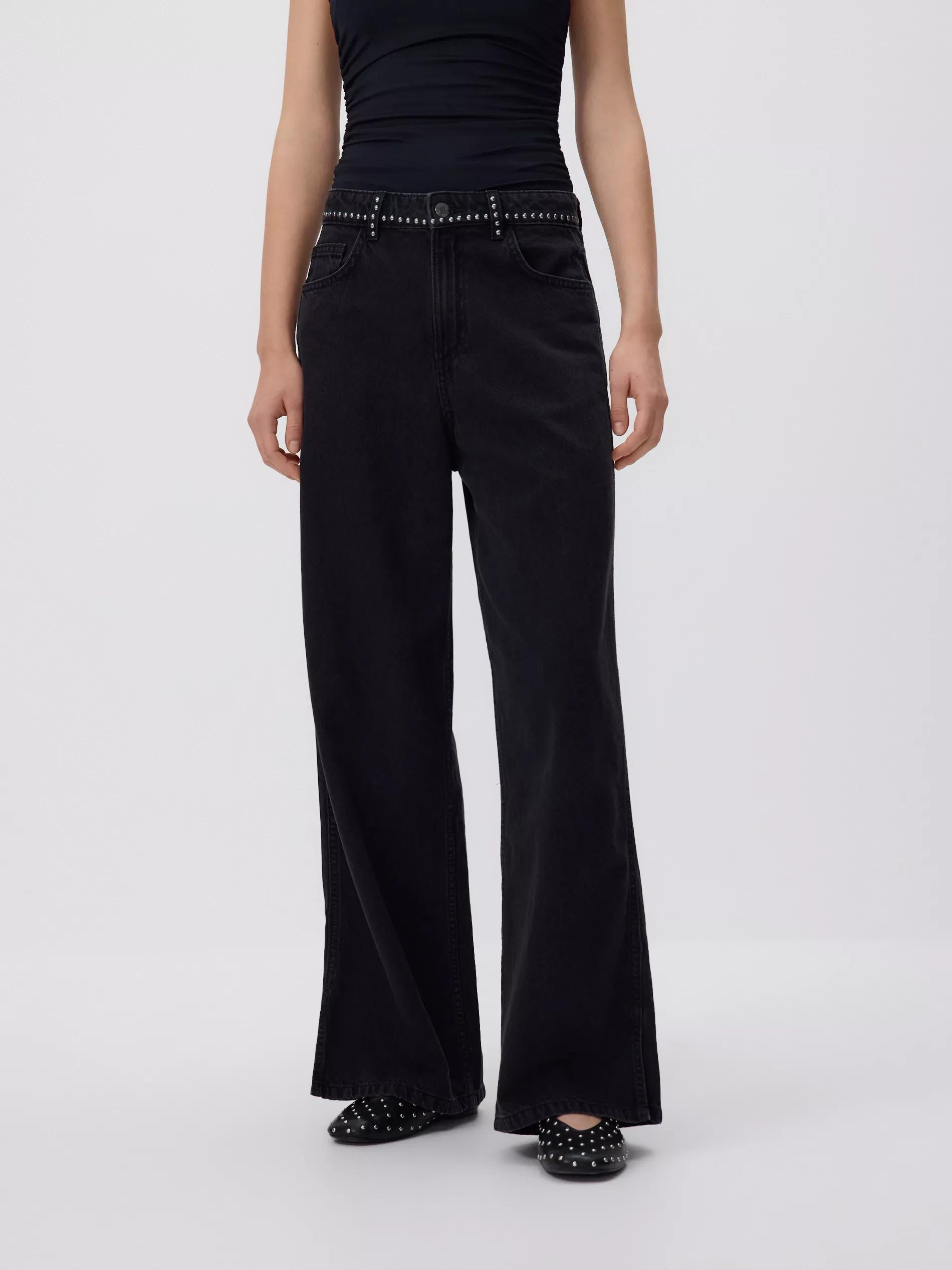 Black Wide-Leg Jeans With Appliquø£Â©S, Black, medium