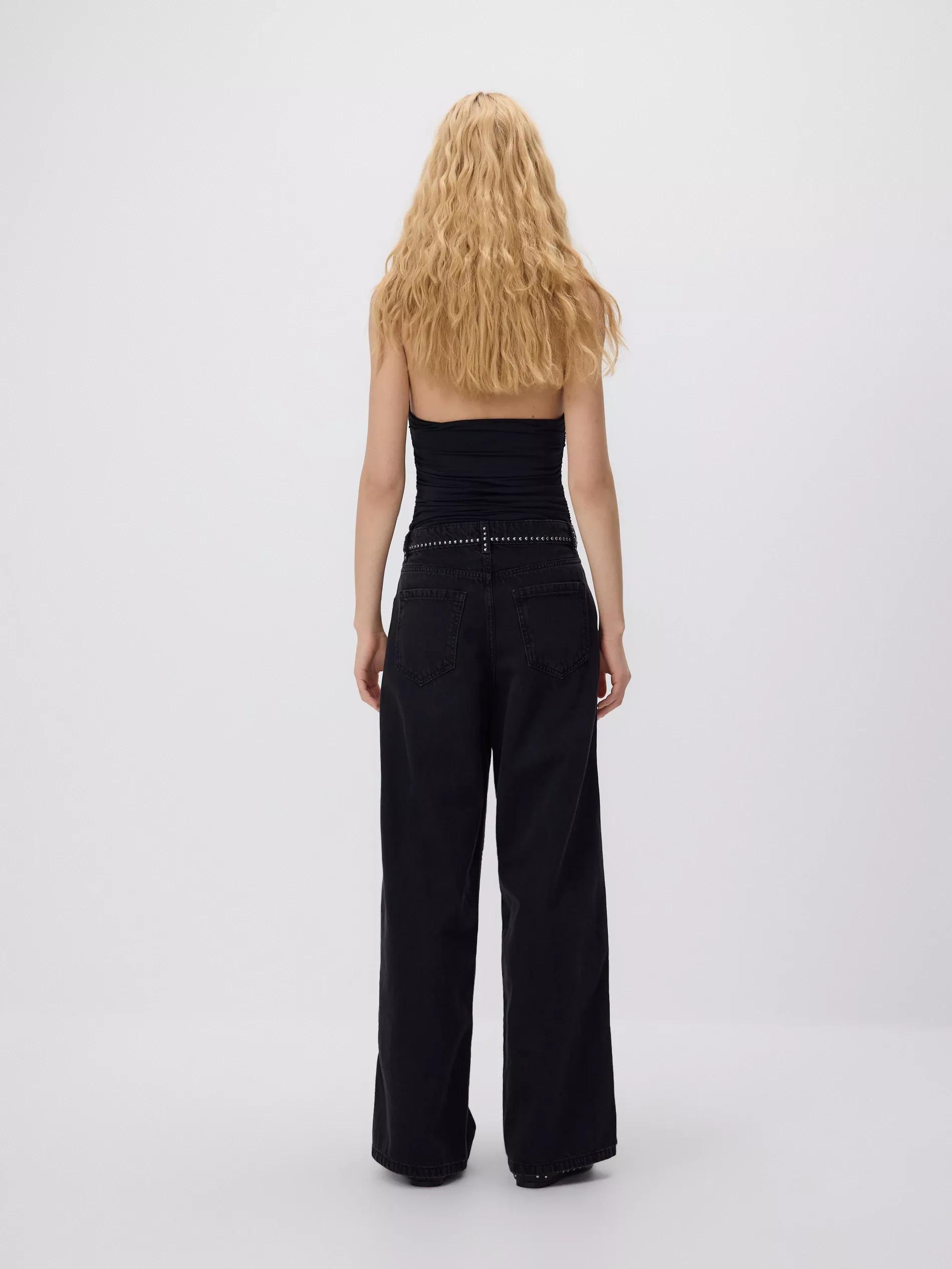 Black Wide-Leg Jeans With Appliquø£Â©S, Black, large image number 3