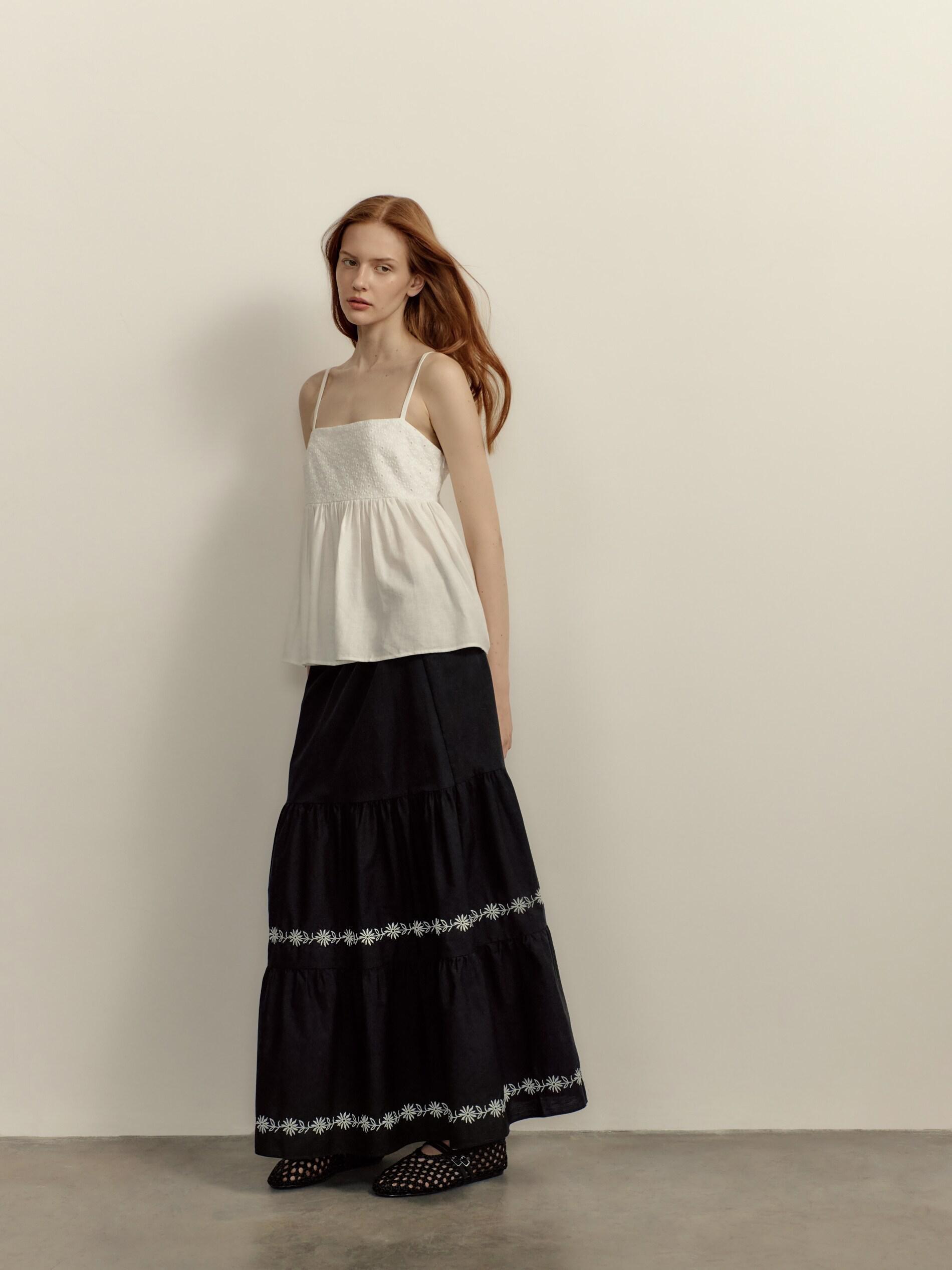 White Linen Rich Strappy Blouse, White, large image number 0