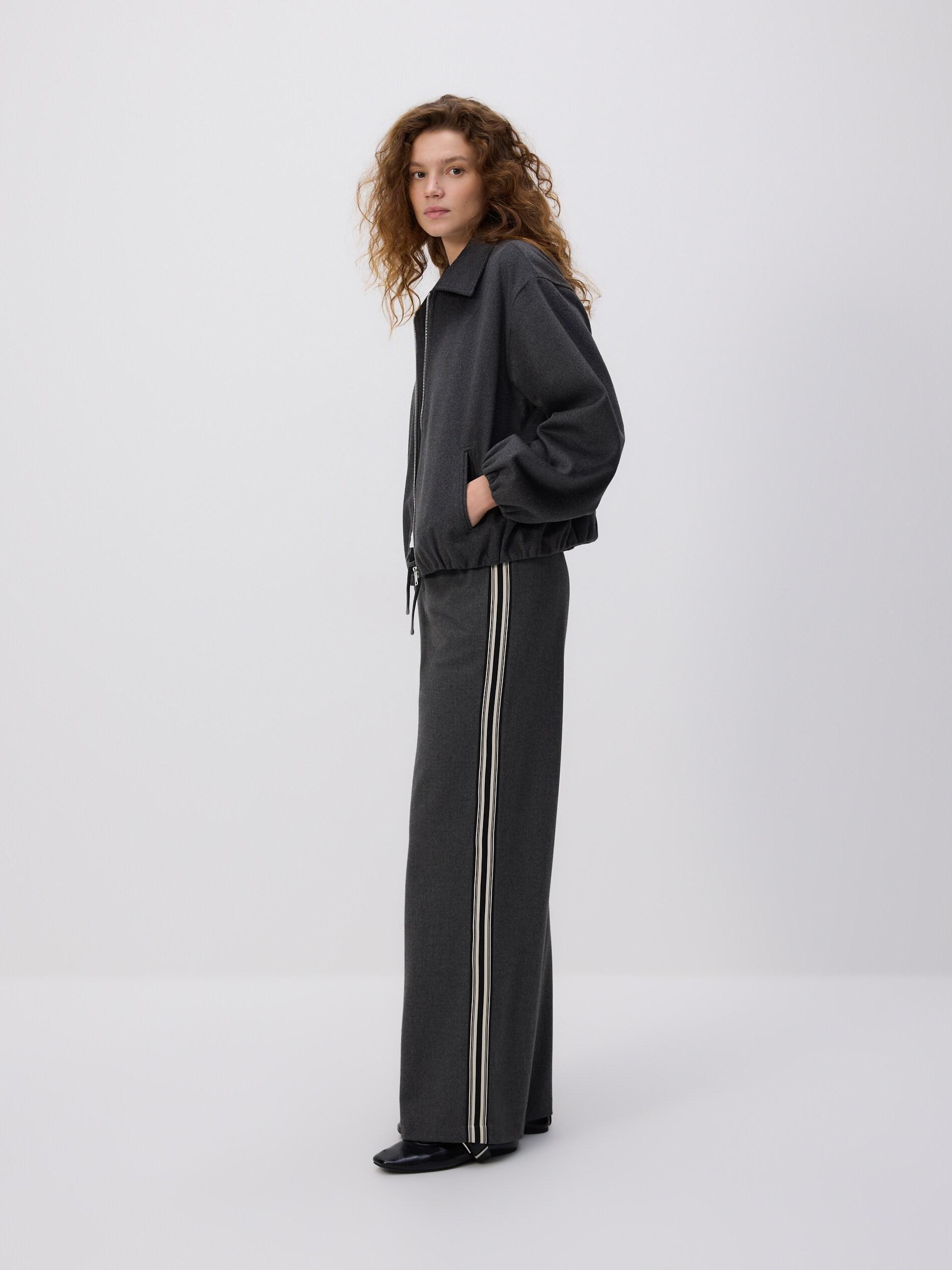 Grey Trousers With Side Stripe, Grey, large image number 0