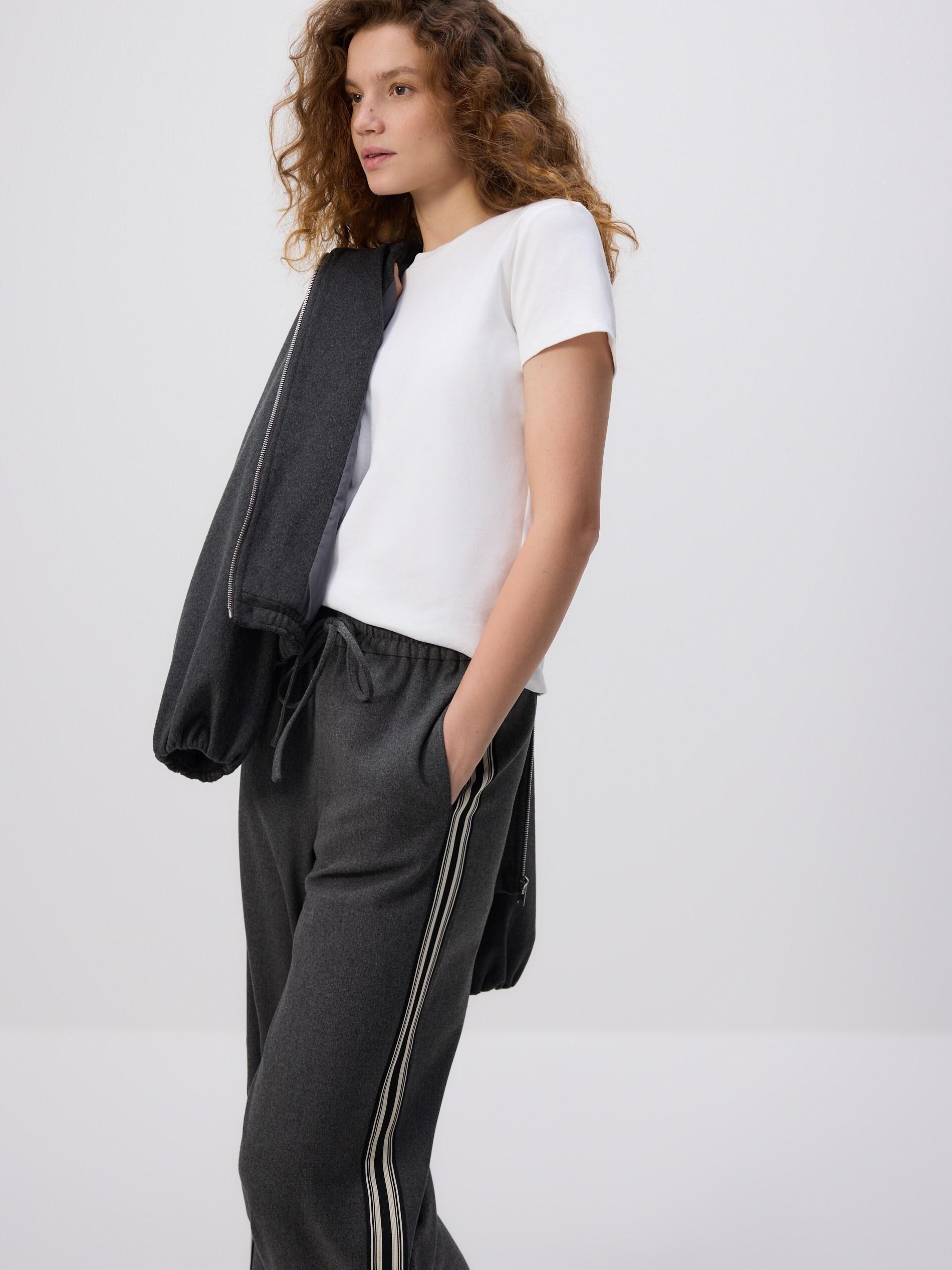 Grey Trousers With Side Stripe, Grey, large image number 1