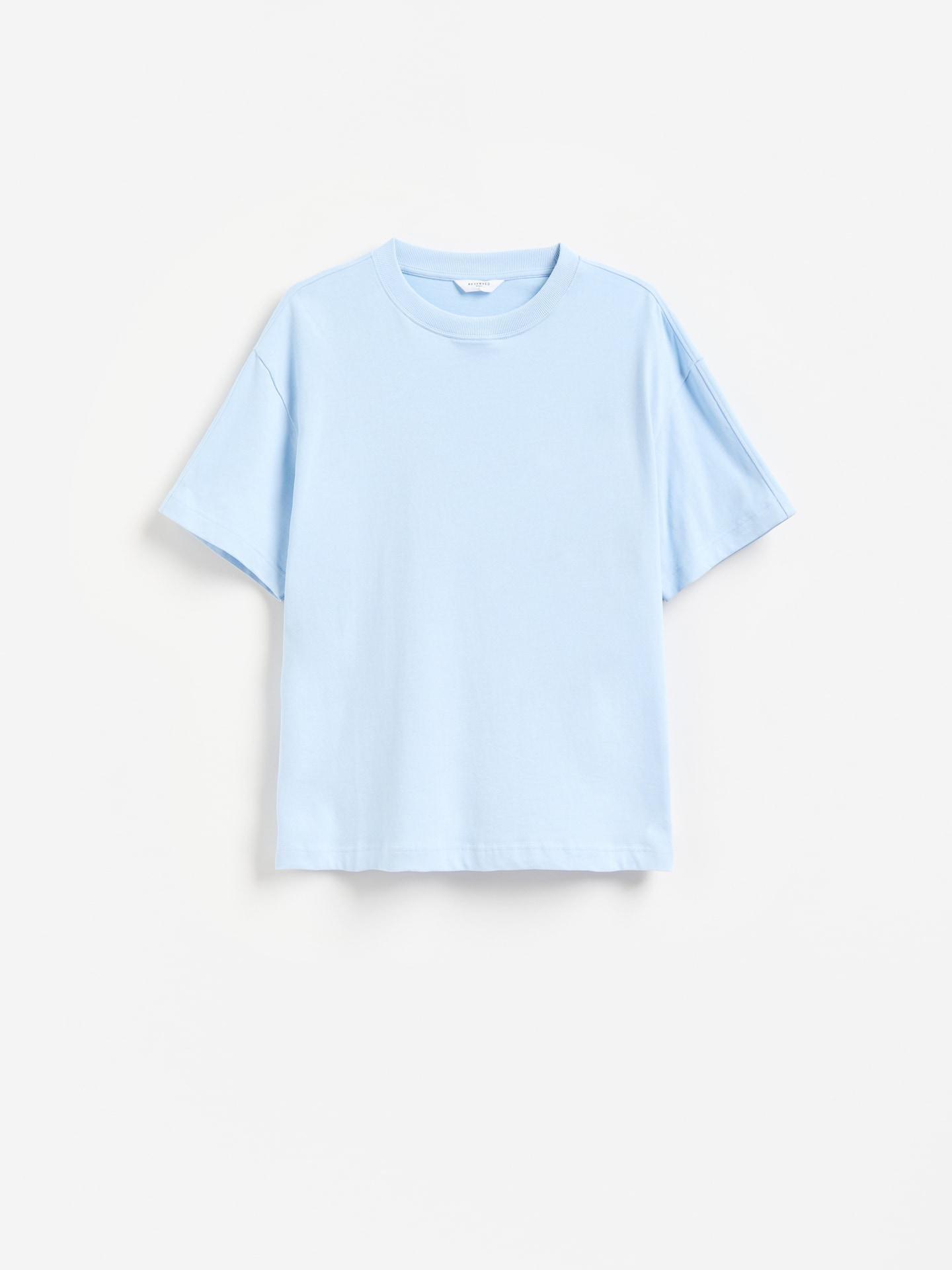 Blue Boxy Cotton T-Shirt, Blue, medium
