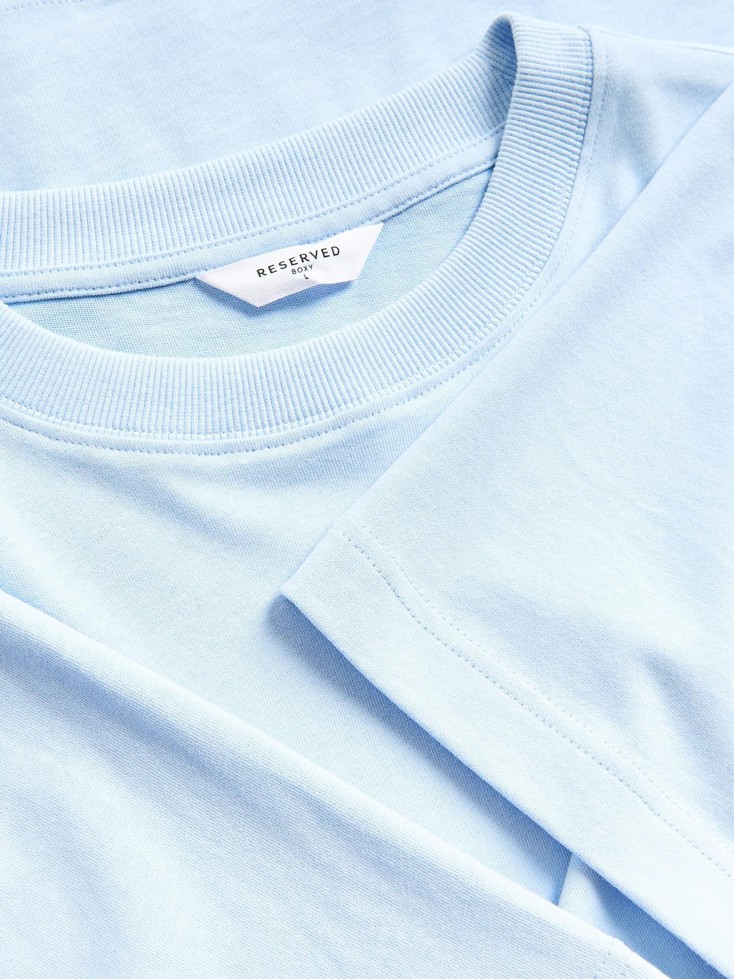 Blue Boxy Cotton T-Shirt, Blue, medium