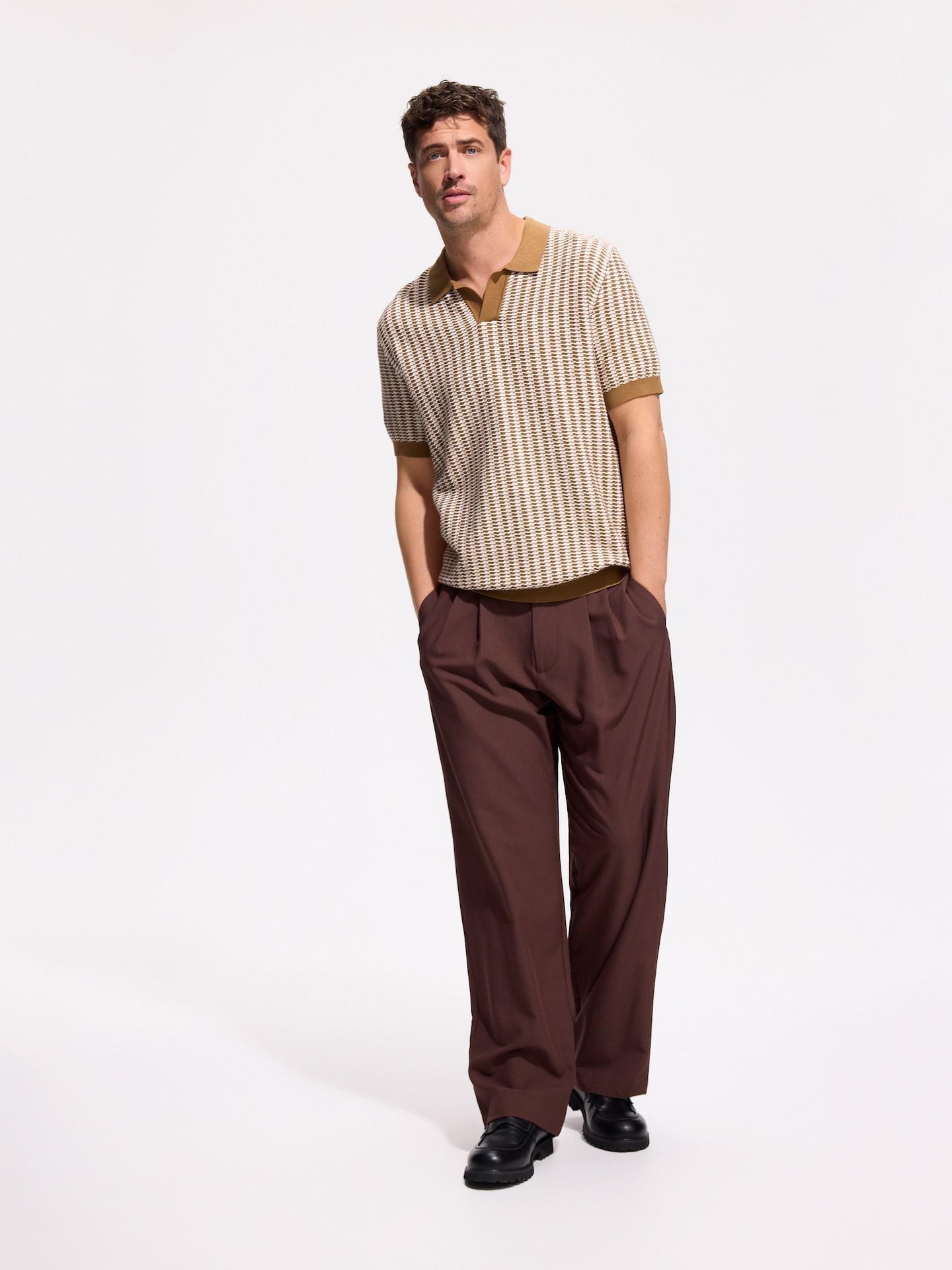 Brown Wide Leg Trousers With Viscose Blend, Brown, medium
