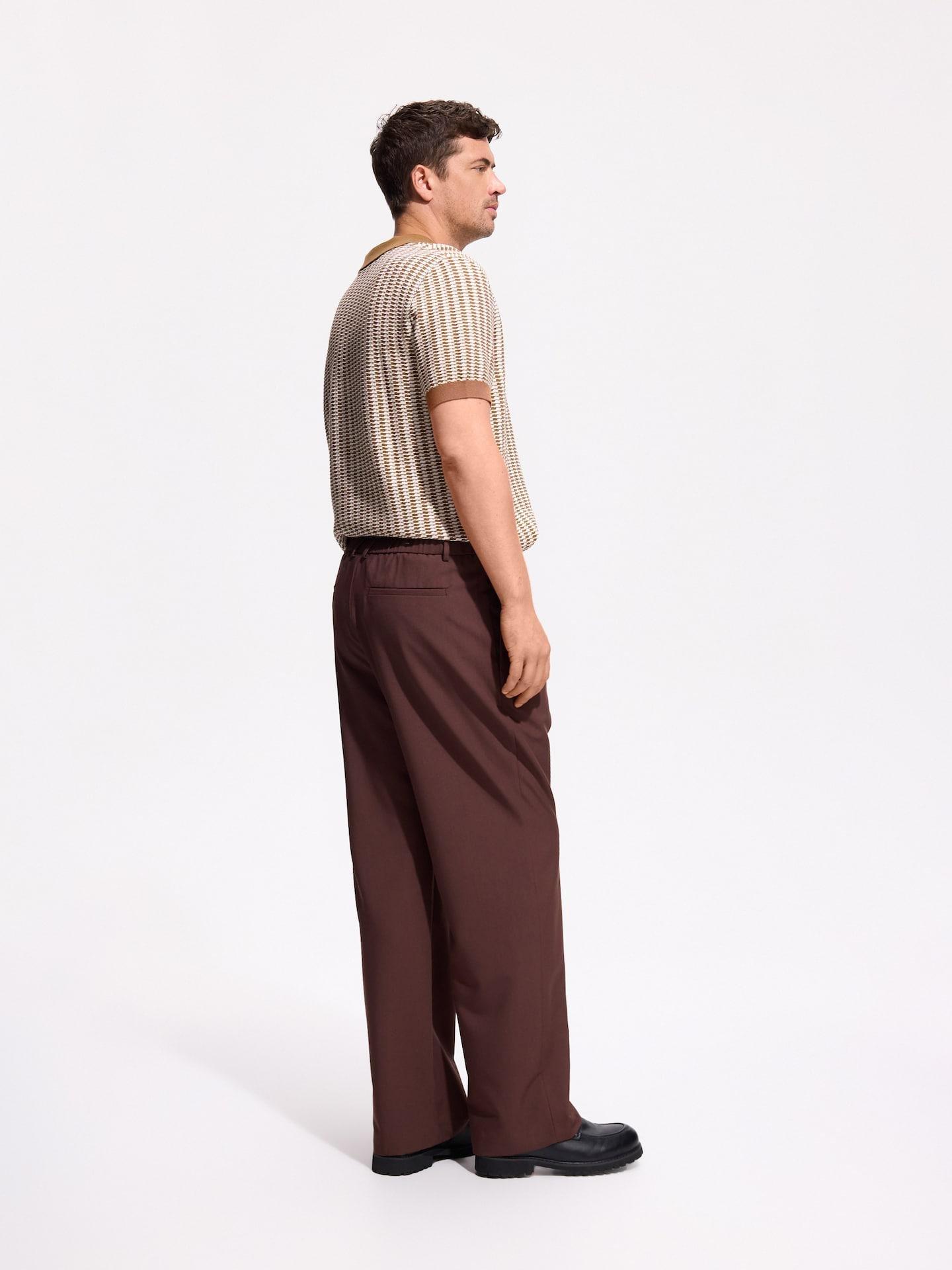 Brown Wide Leg Trousers With Viscose Blend, Brown, large image number 3