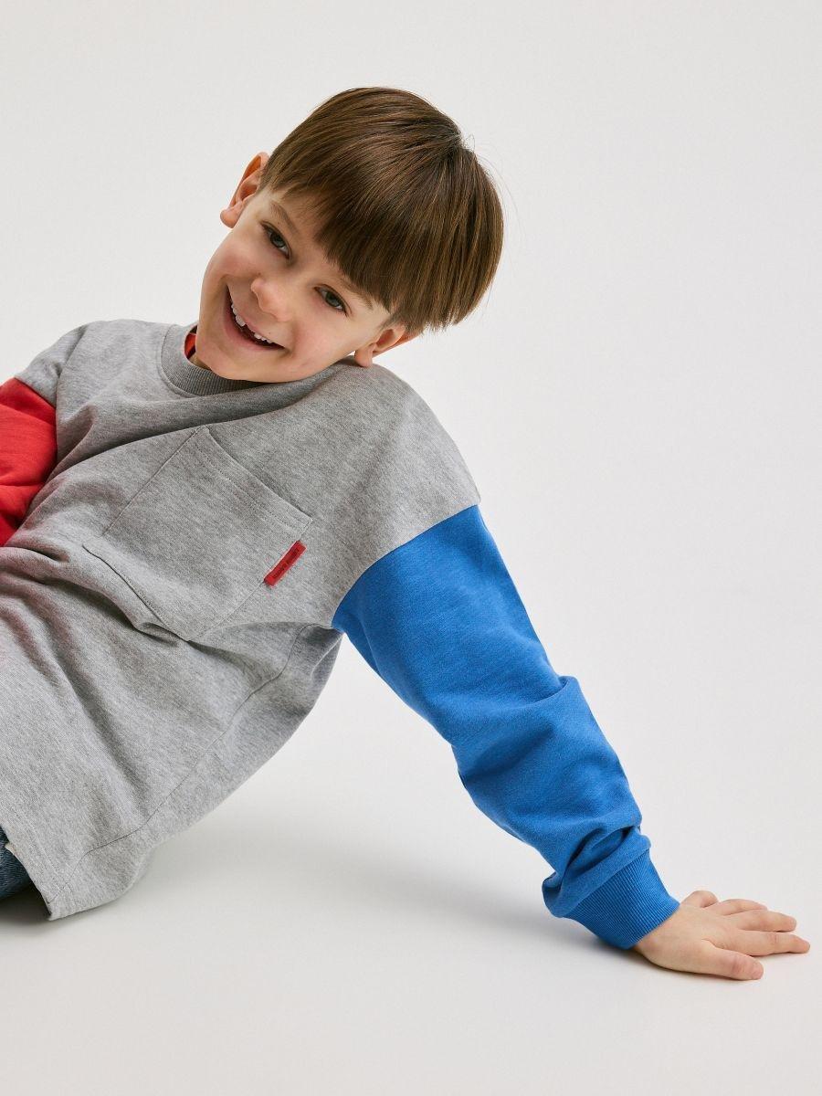 Grey Long-Sleeved Cotton T-Shirt, , large image number 1