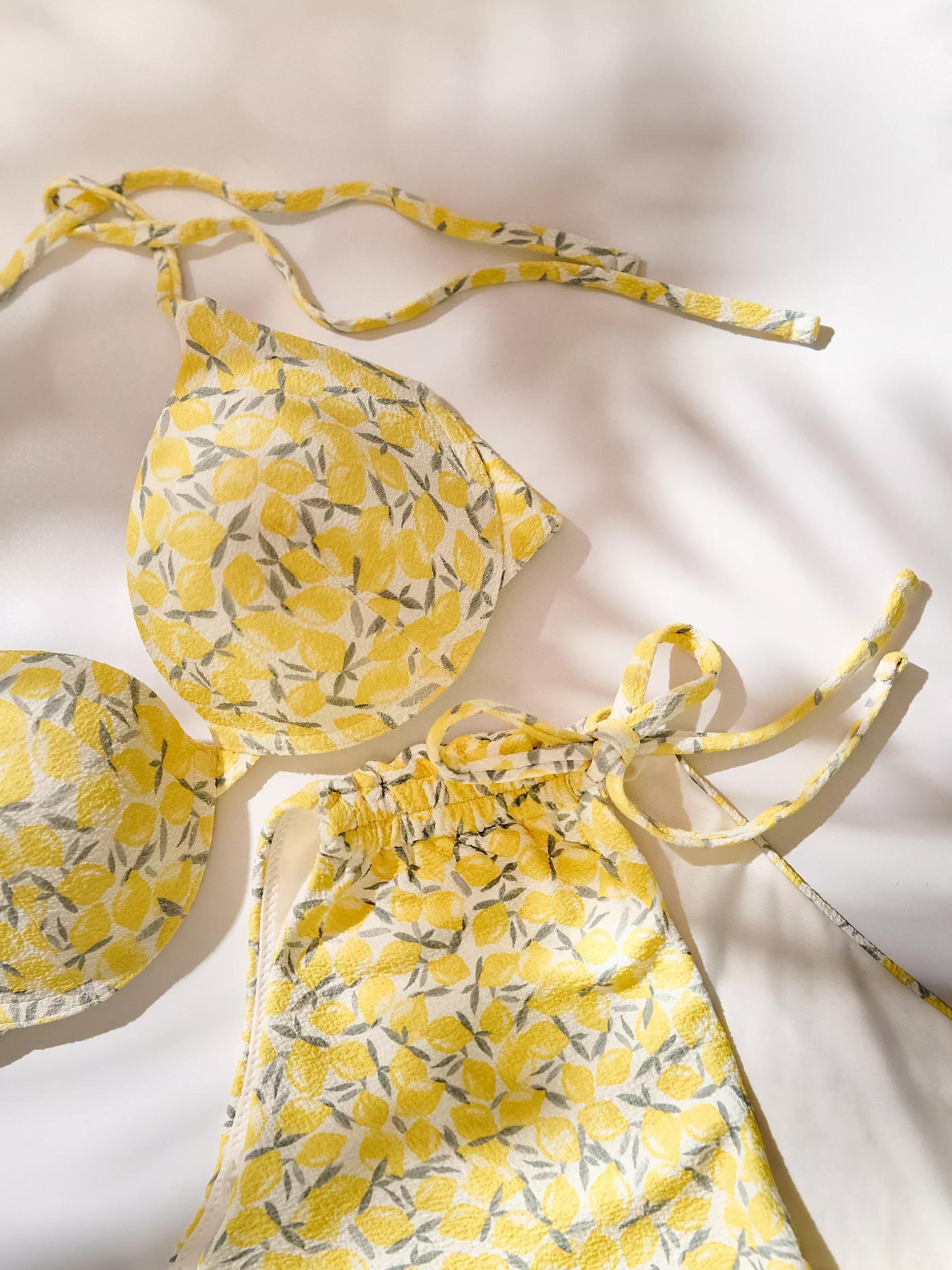 Yellow Beachwear Bra, Yellow, large image number 4