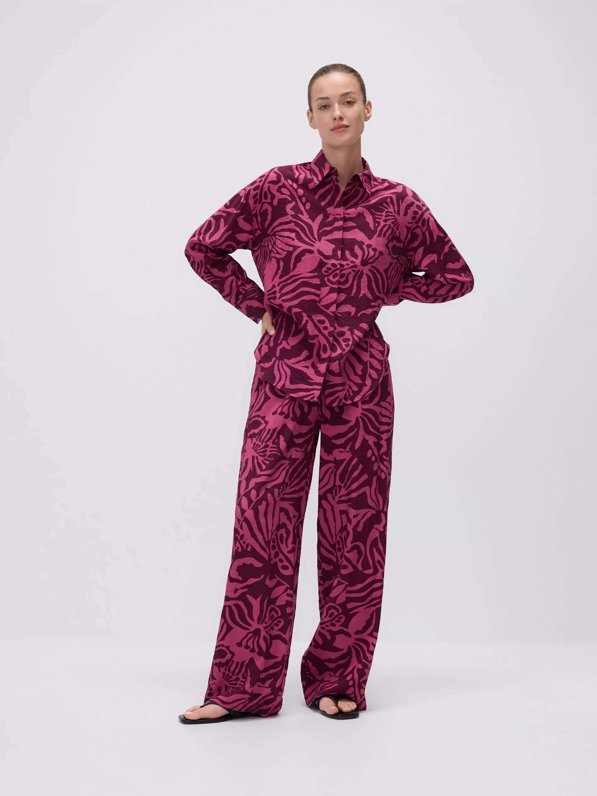 PURPLE Patterned viscose shirt, Purple, large image number 0