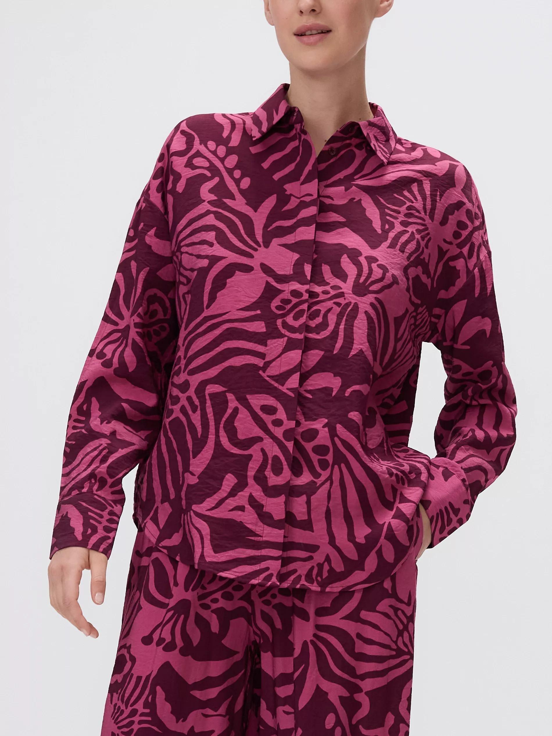 PURPLE Patterned viscose shirt, Purple, large image number 1
