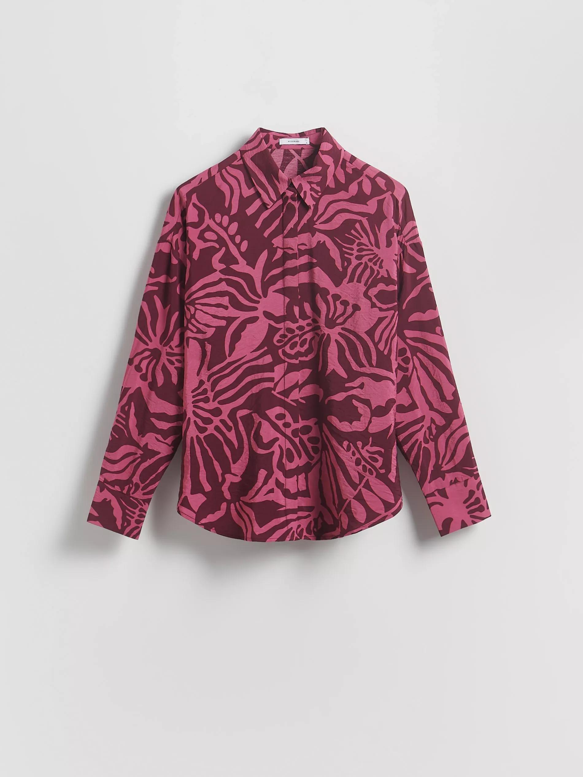 PURPLE Patterned viscose shirt, Purple, large image number 4