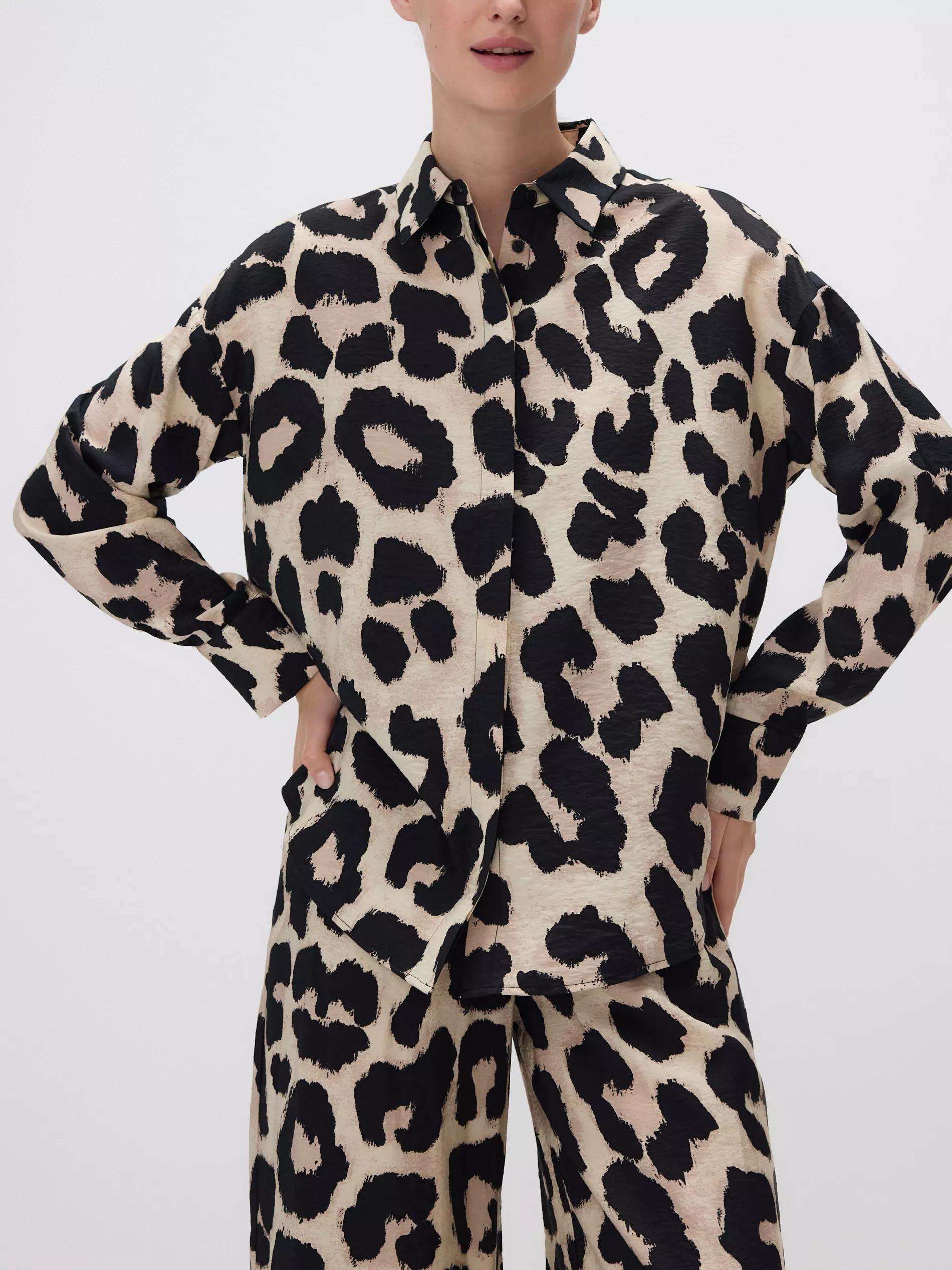 GOLDEN BROWN Patterned viscose shirt, , large image number 0