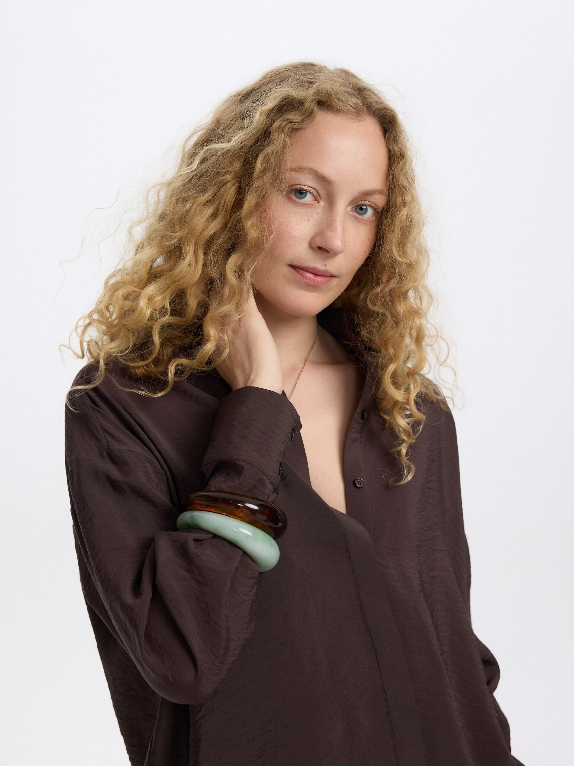 Brown Viscose Shirt, Brown, large image number 0