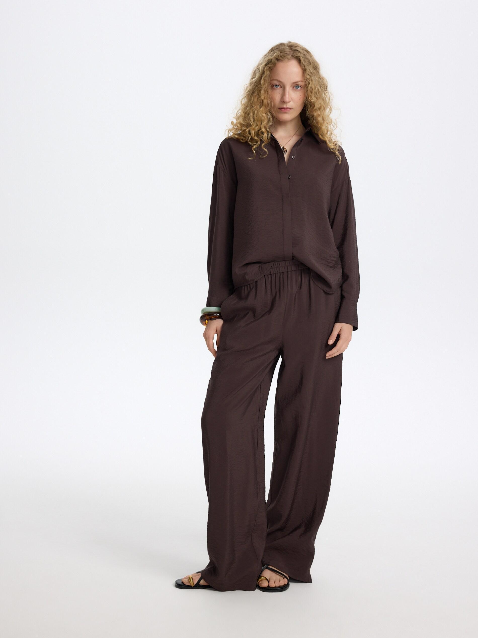 Brown Viscose Shirt, Brown, large image number 1