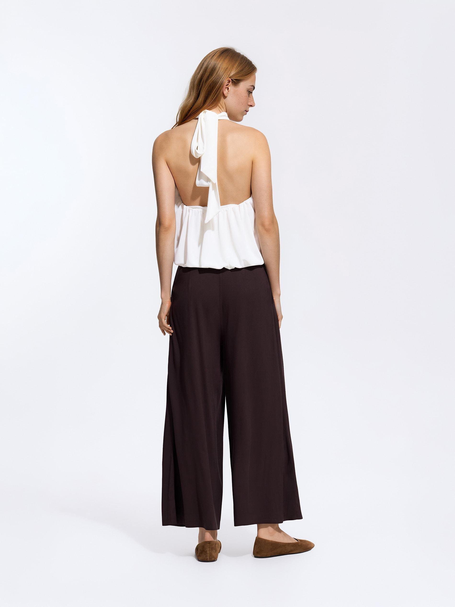 بنطال بني غني بالفيسكوز, Brown, large image number 2