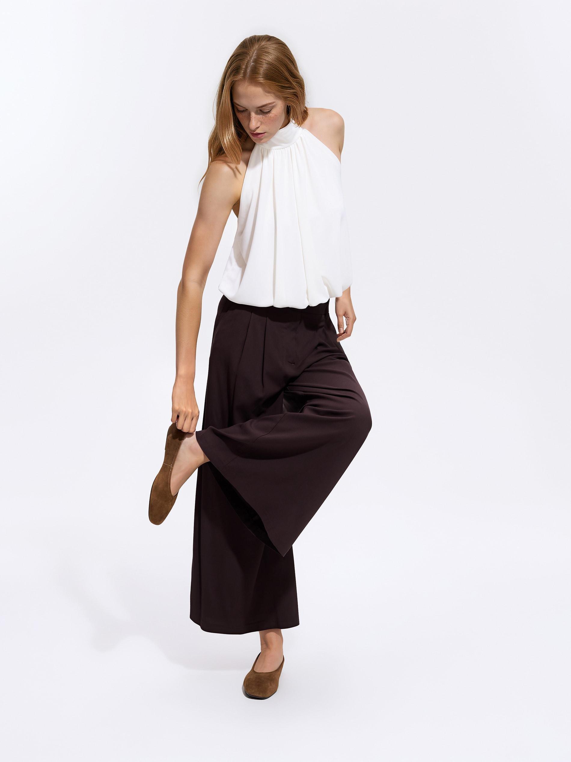 بنطال بني غني بالفيسكوز, Brown, large image number 3