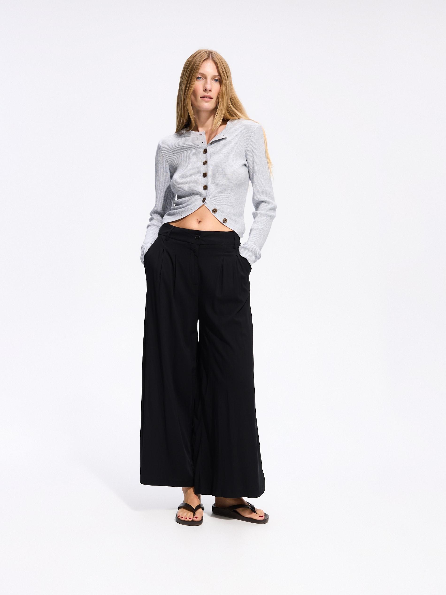 بنطال غني بالفيسكوز أسود, Black, medium