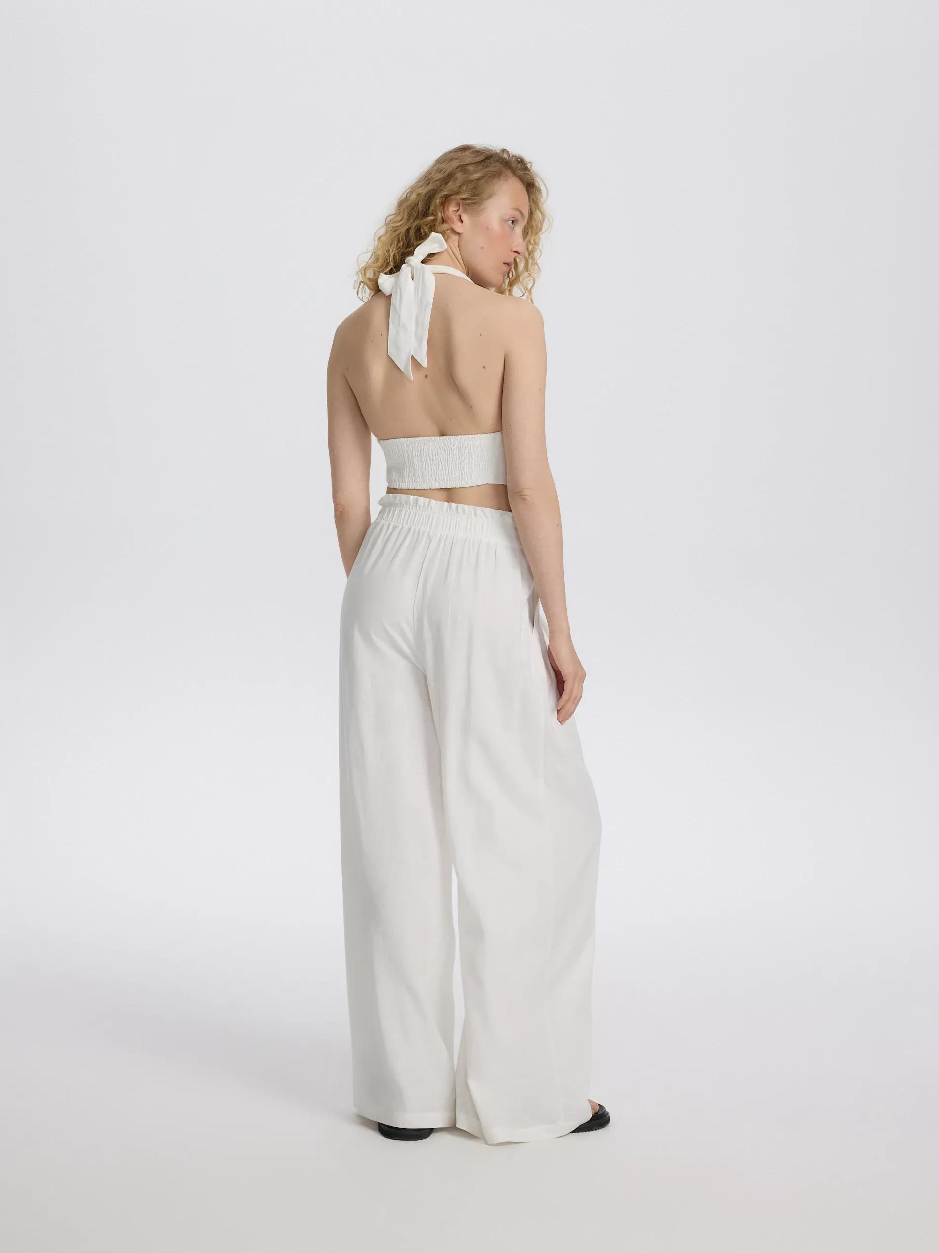 Cream Linen Blend Top, , large image number 3