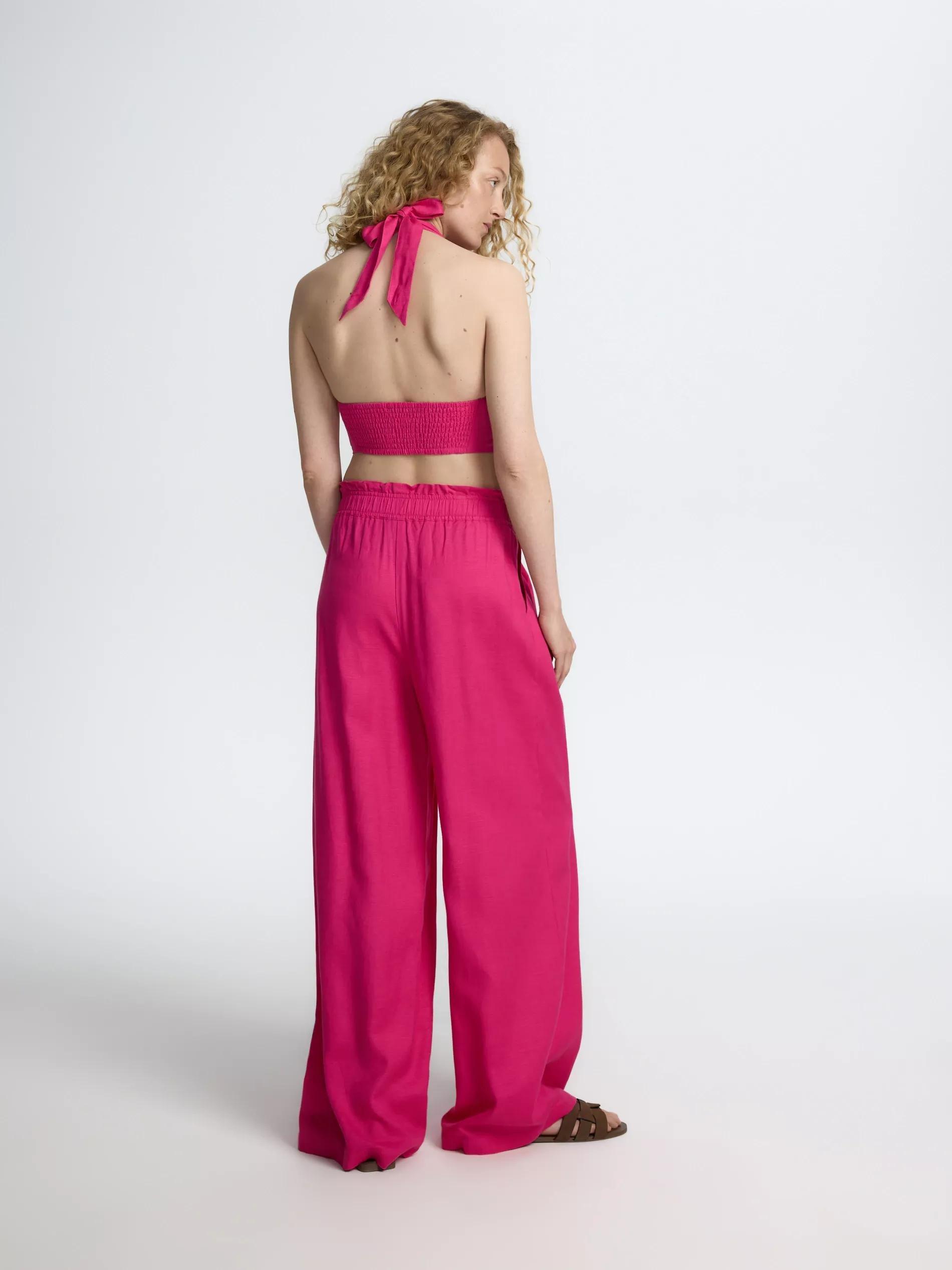 Fuchsia Linen Blend Top, , large image number 1