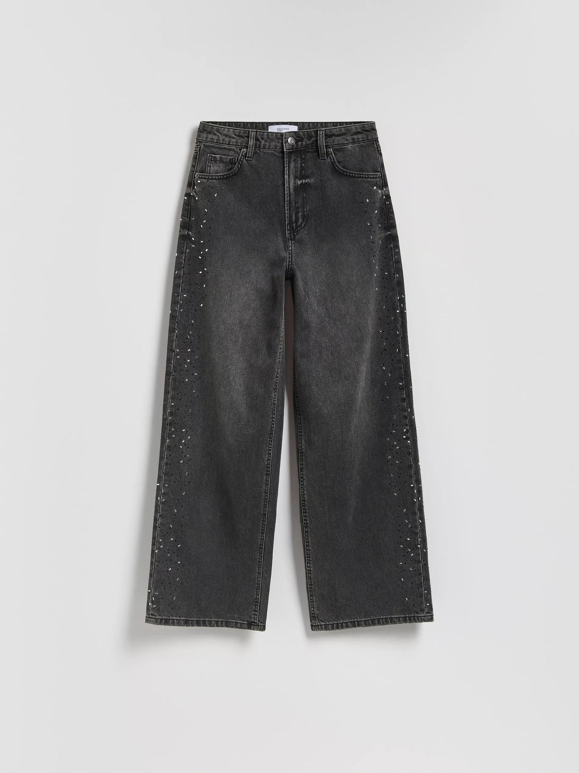 Black Straight Jeans With Applications, Black, large image number 4