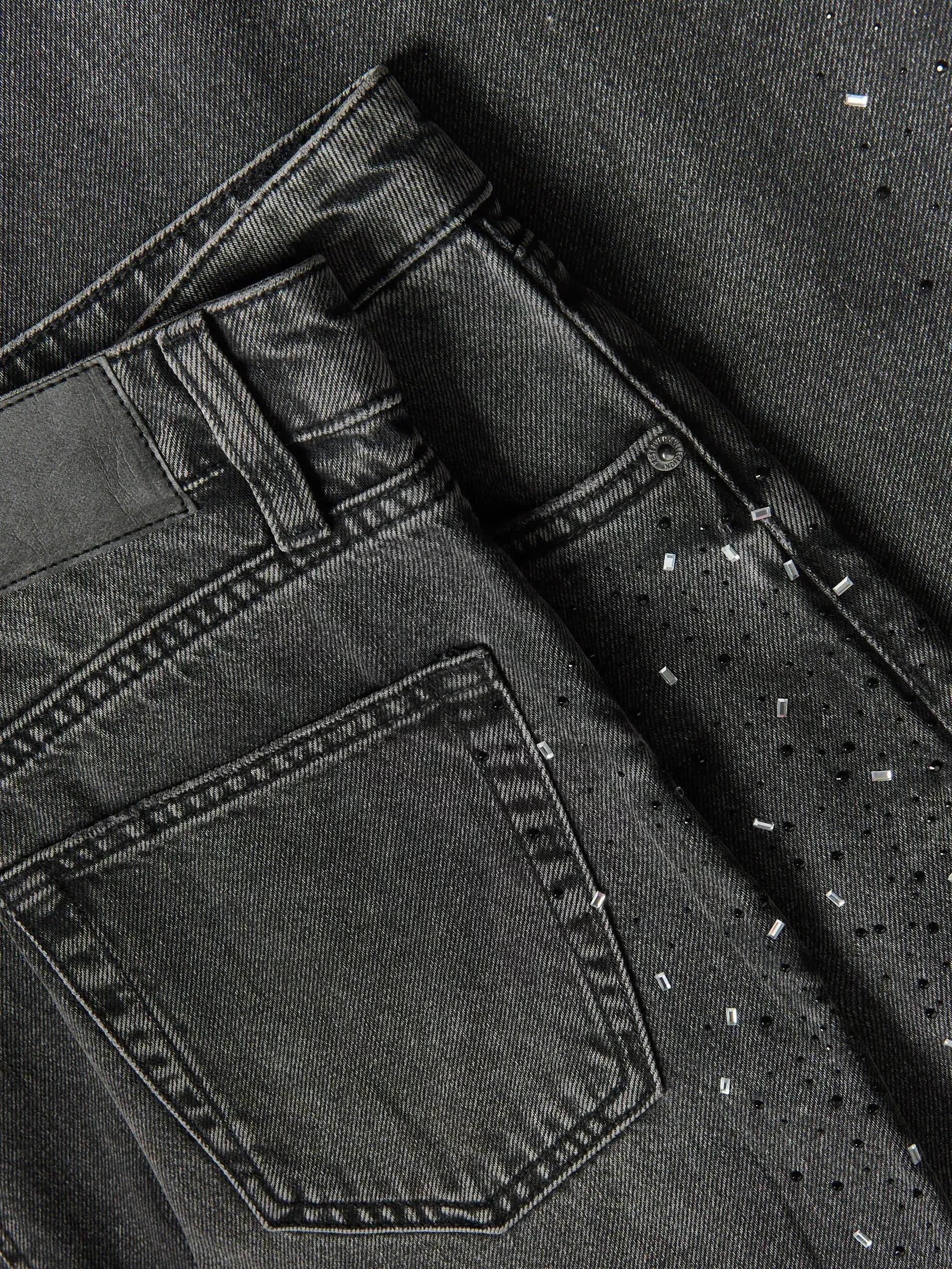 Black Straight Jeans With Applications, Black, large image number 5