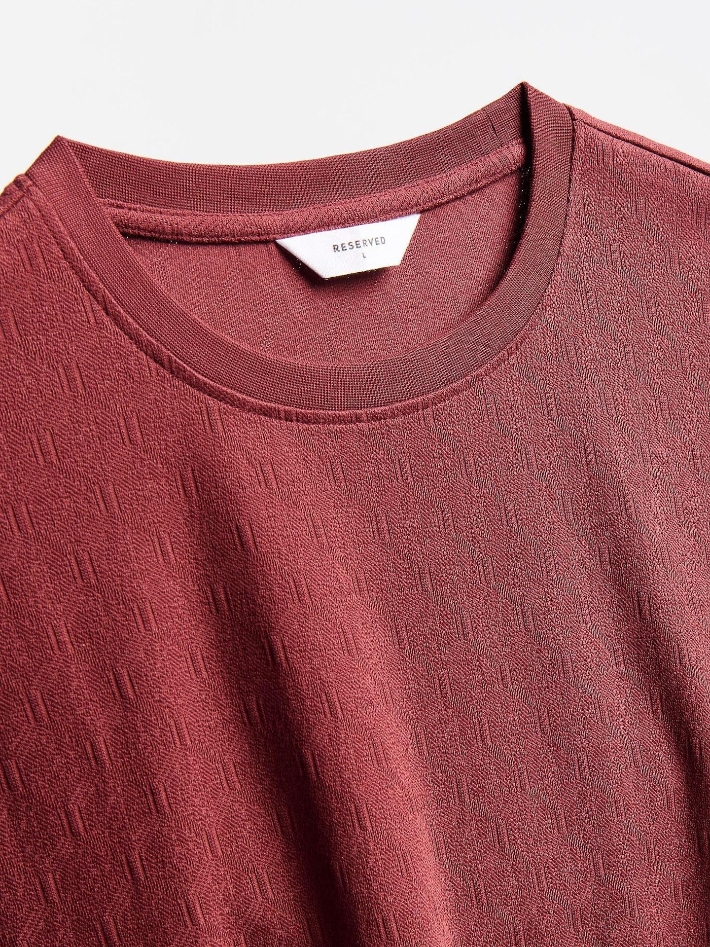Red Regular Fit Structural Fabric T-Shirt, Burgundy, large image number 4