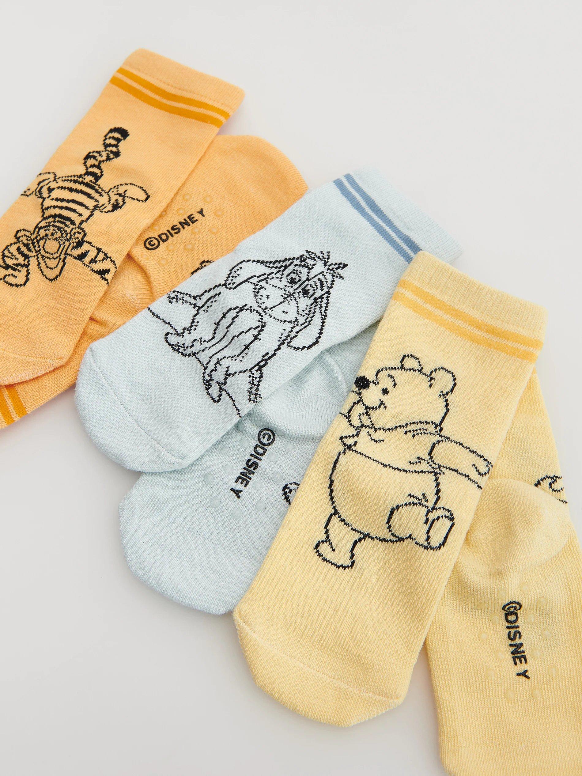 Light Yellow Winnie The Pooh Socks 3 Pack, Kids Boy, , large image number 0