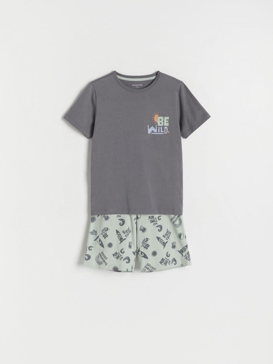 Green Printed Cotton Pyjama Set, , large image number 0