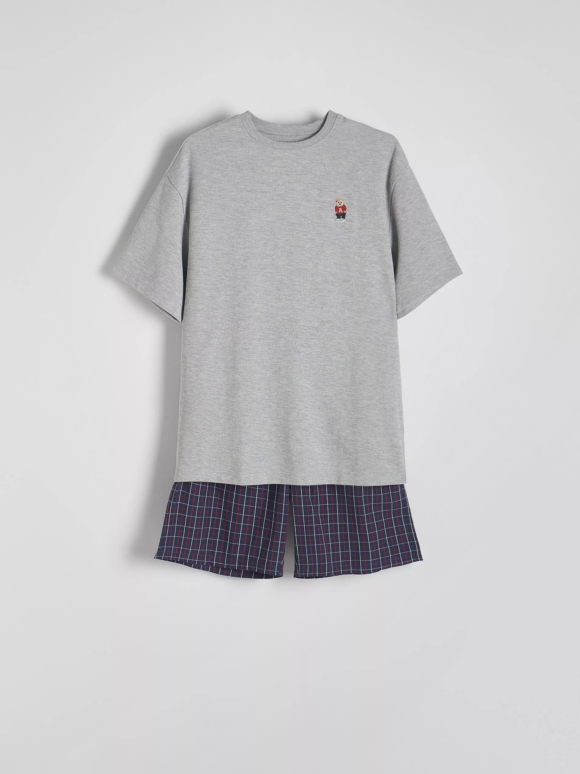 Grey Two Piece Pyjama Set With Embroidery, , large image number 5