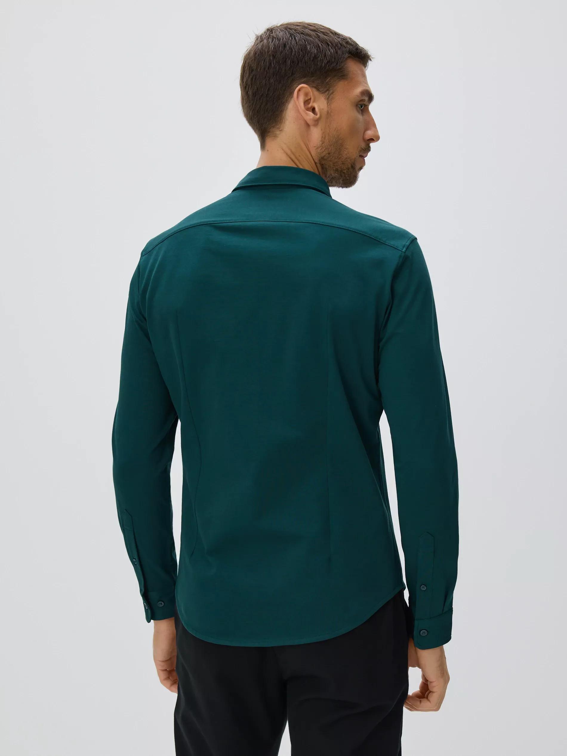 Green Slim Fit Plain Shirt, Khaki, large image number 2