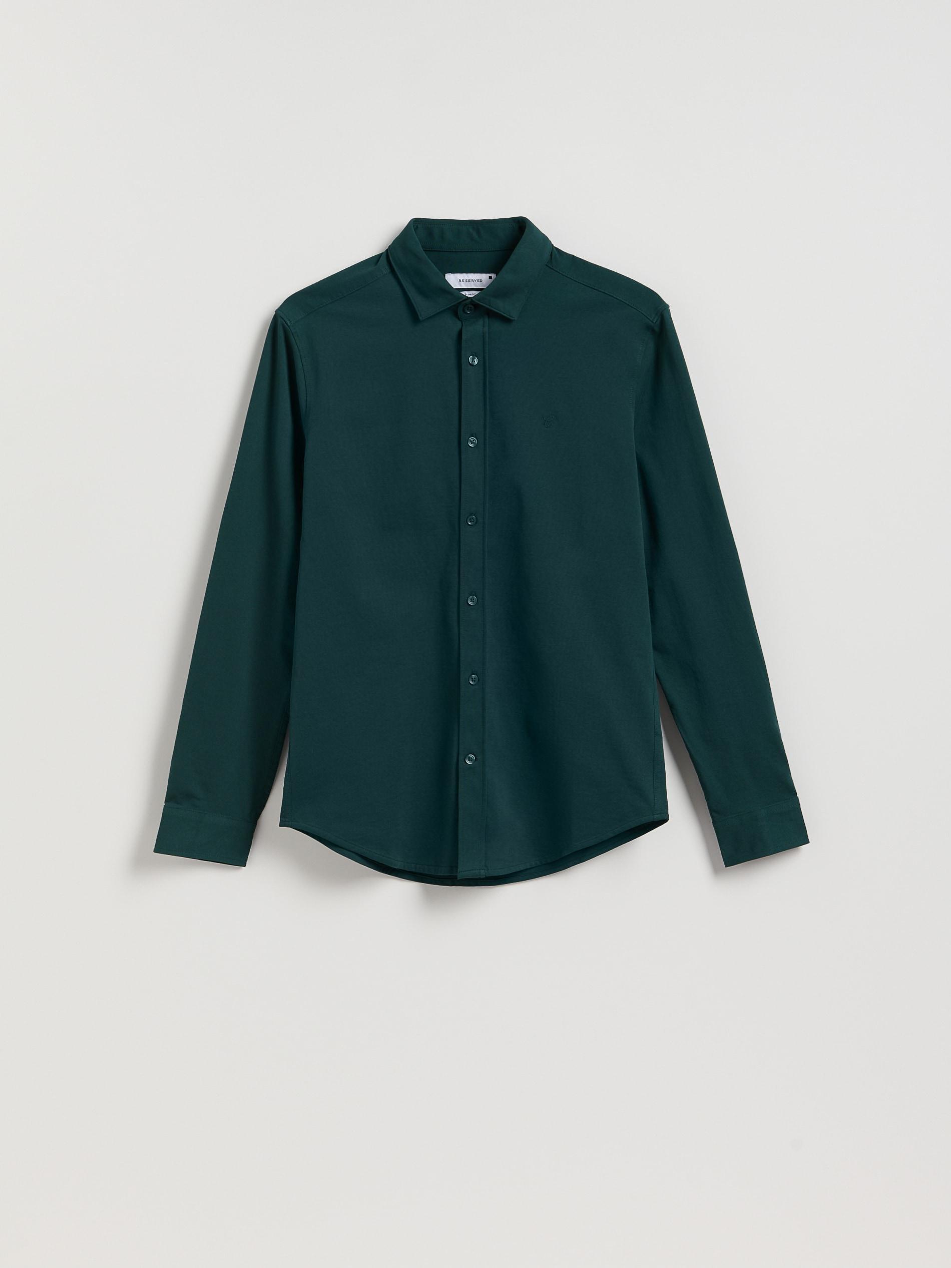 Green Slim Fit Plain Shirt, Khaki, large image number 4