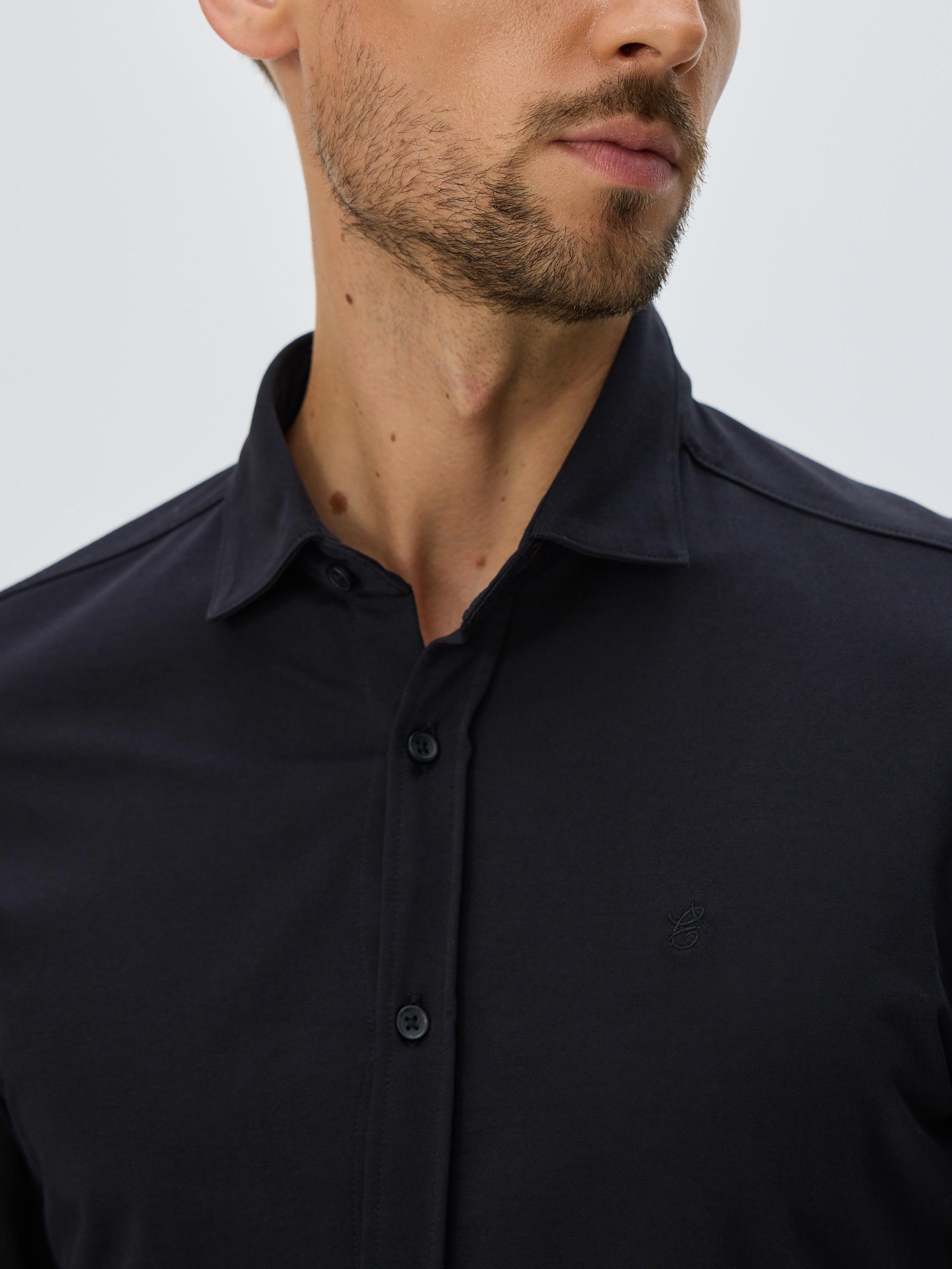 Black Slim Fit Plain Shirt, Black, large image number 2