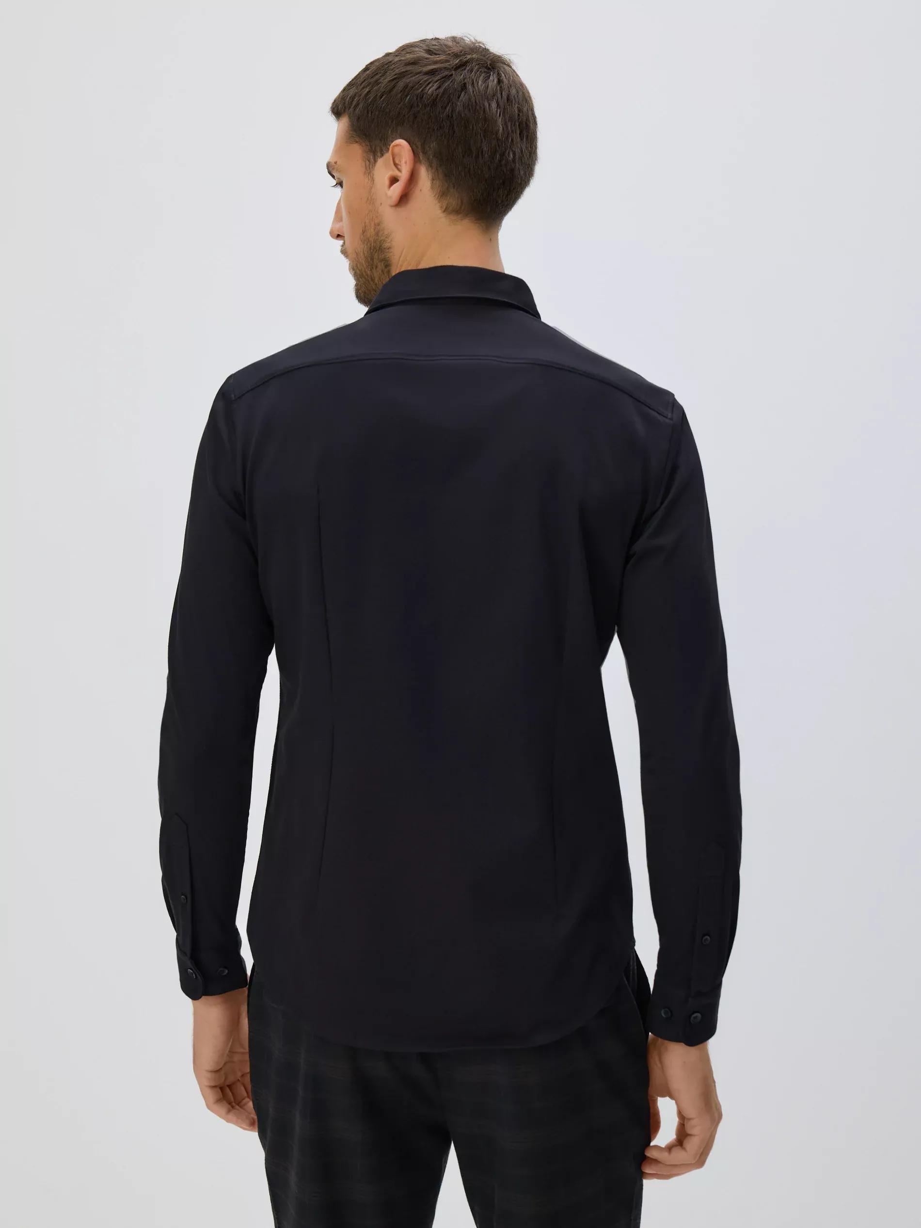 Black Slim Fit Plain Shirt, Black, large image number 3