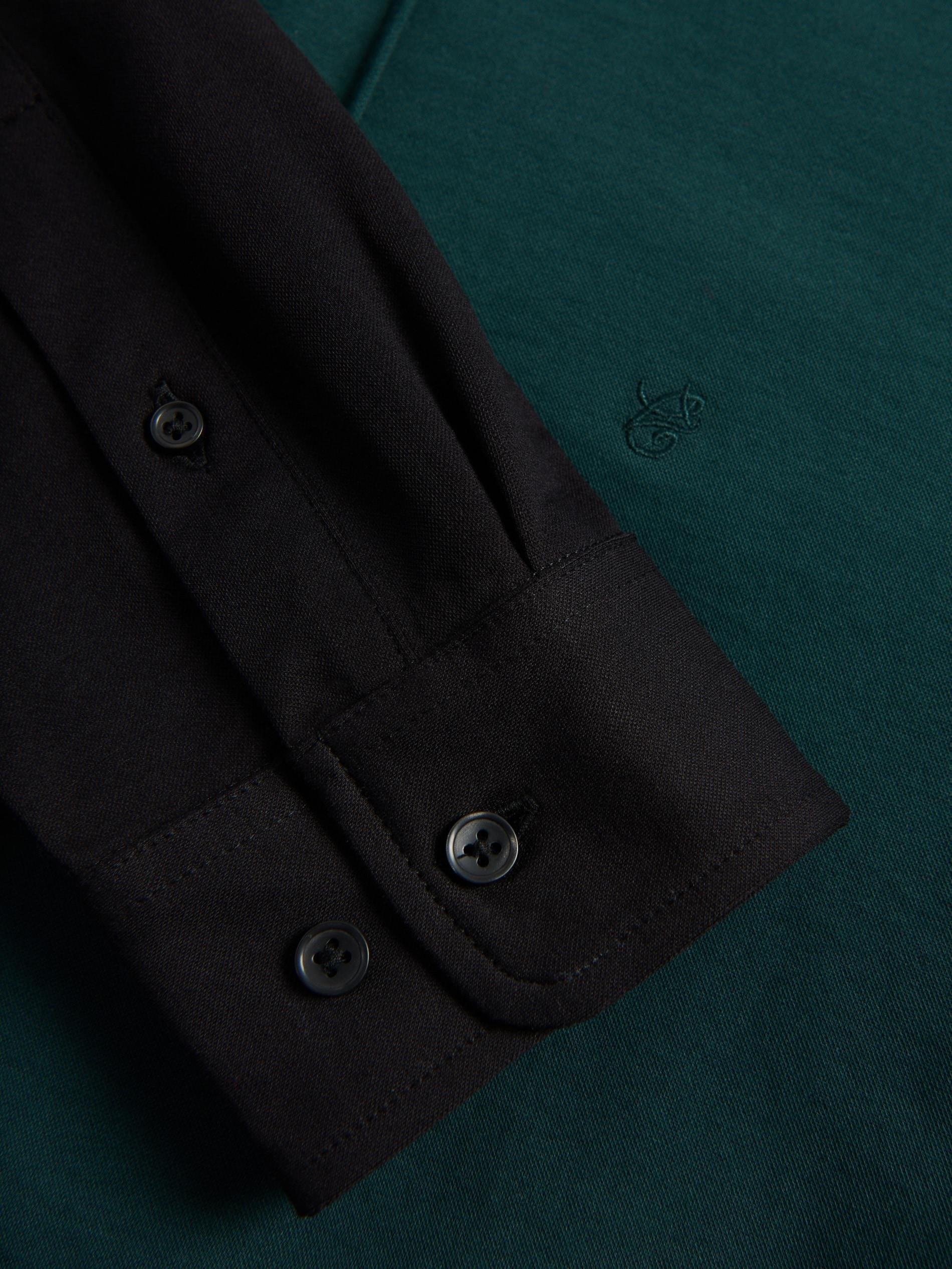 Black Slim Fit Plain Shirt, Black, large image number 5